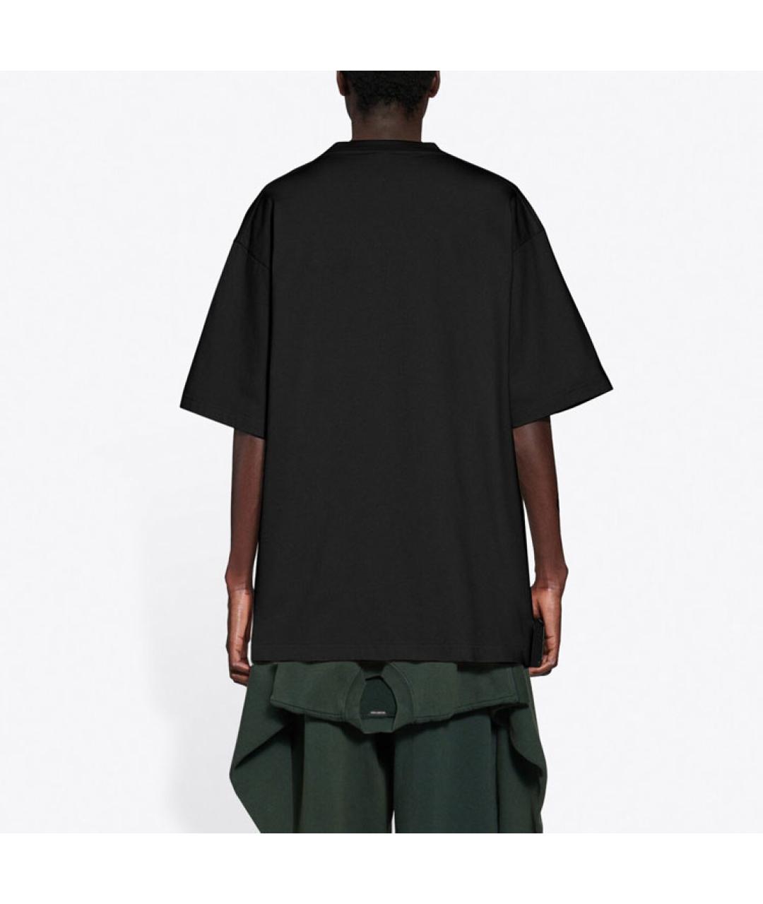 BALENCIAGA Черная хлопковая футболка, фото 5