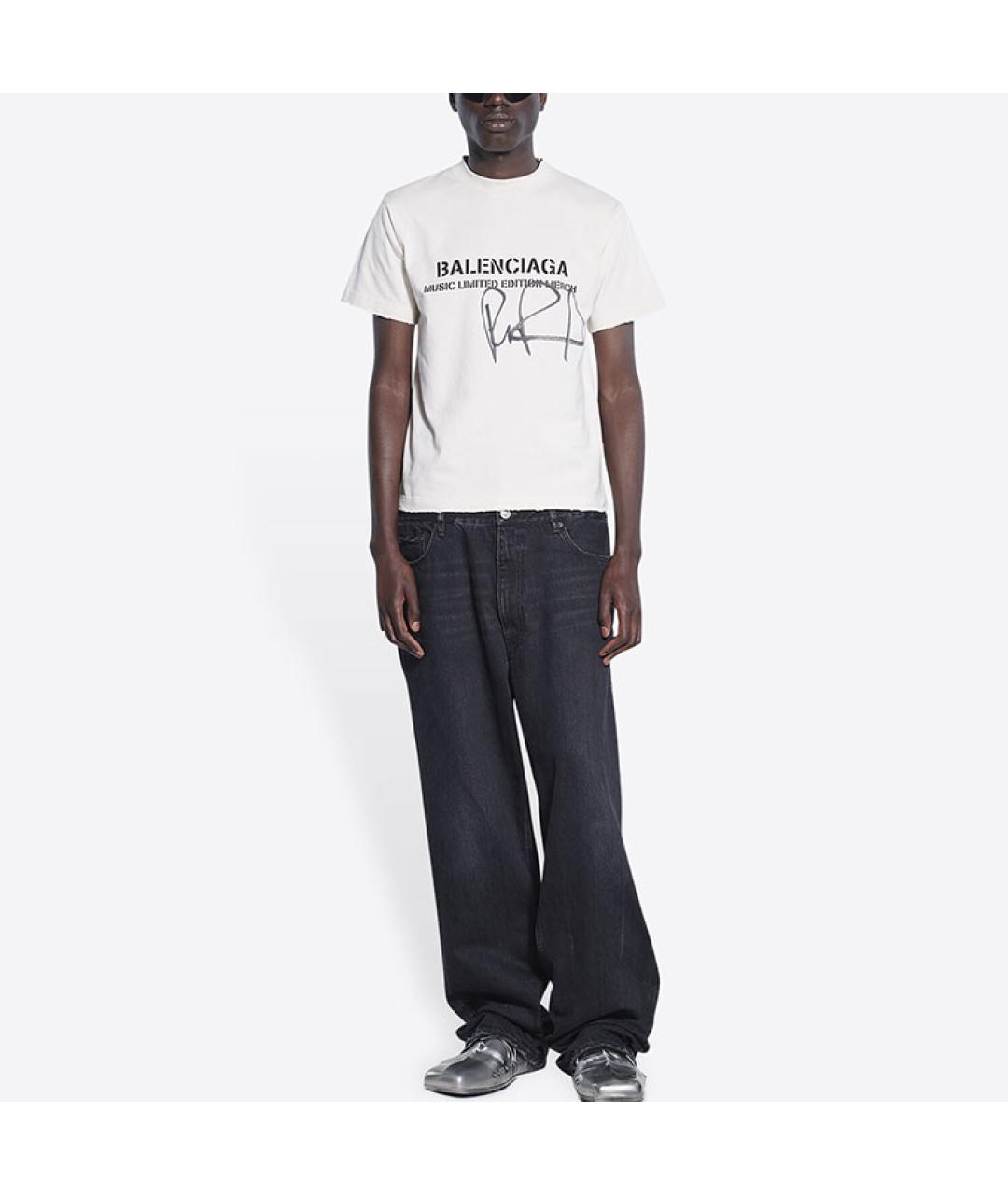 BALENCIAGA Бежевая хлопковая футболка, фото 3