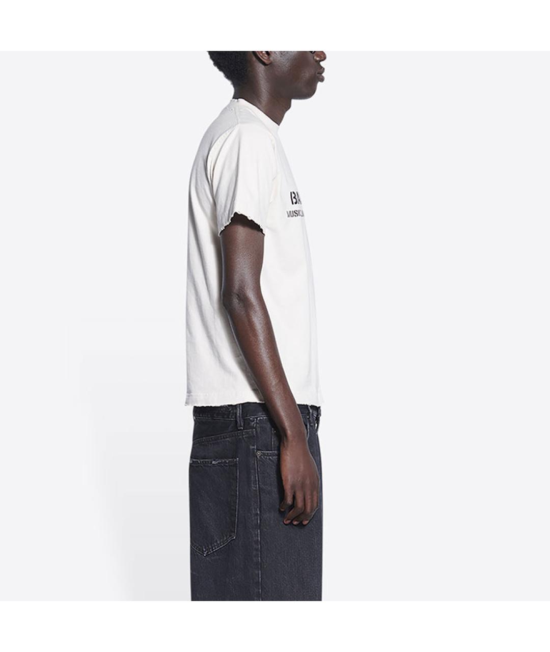 BALENCIAGA Бежевая хлопковая футболка, фото 4