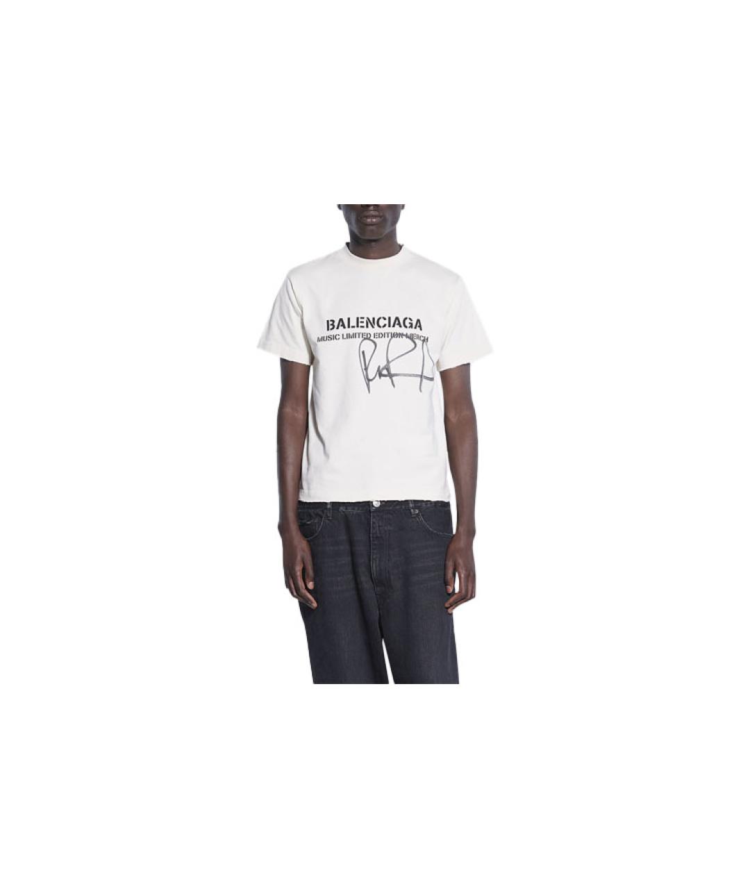 BALENCIAGA Бежевая хлопковая футболка, фото 5