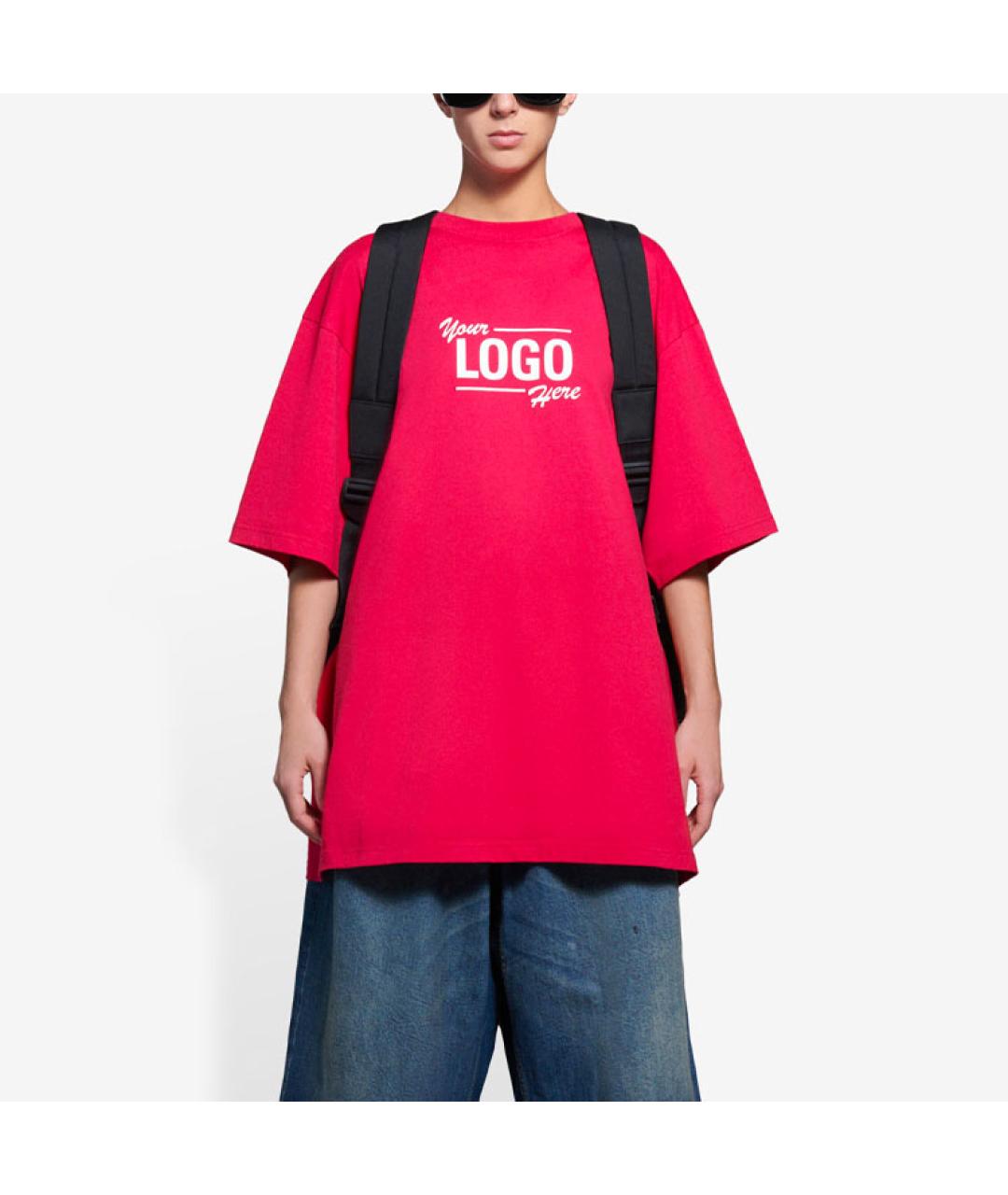 BALENCIAGA Красная хлопковая футболка, фото 3