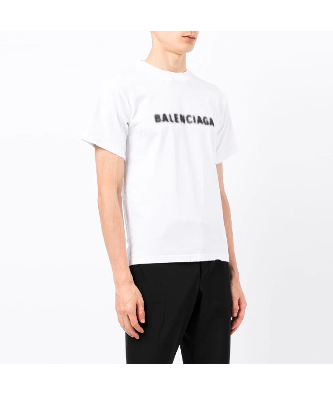 BALENCIAGA Белая хлопковая футболка, фото 4
