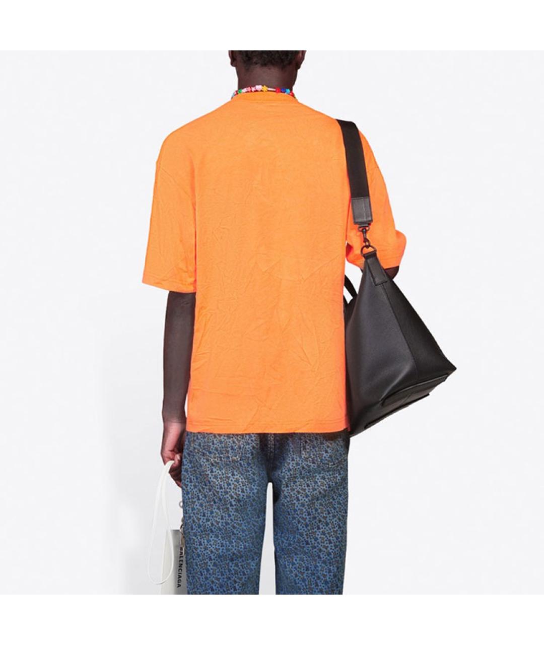 BALENCIAGA Оранжевая хлопковая футболка, фото 6