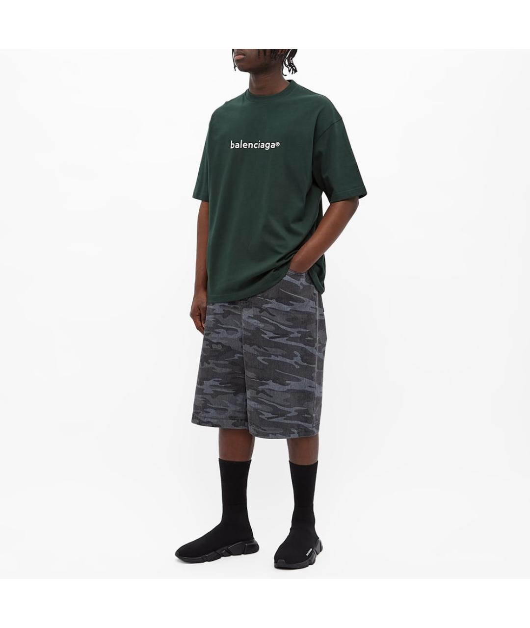 BALENCIAGA Зеленая хлопковая футболка, фото 4