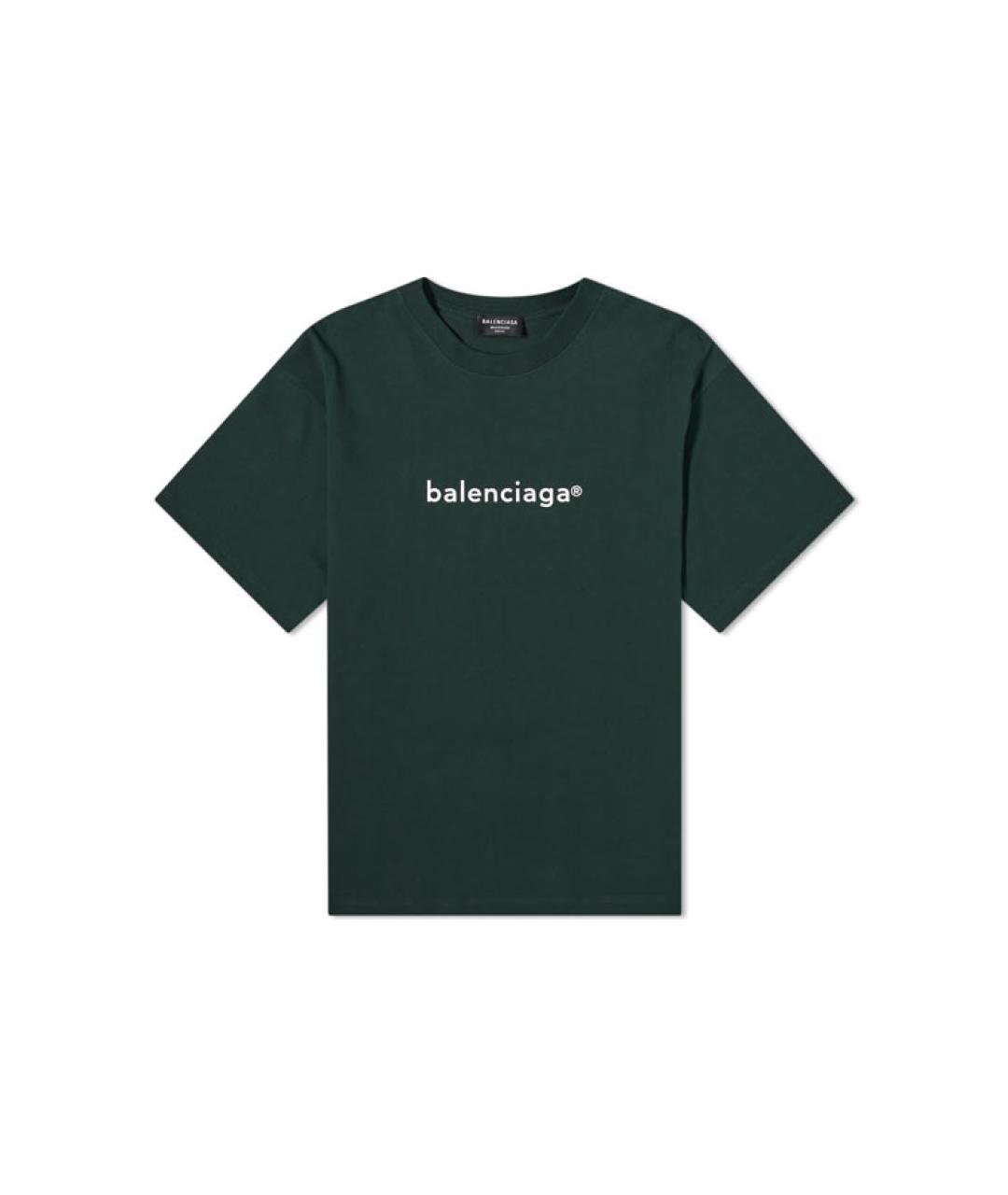 BALENCIAGA Зеленая хлопковая футболка, фото 1