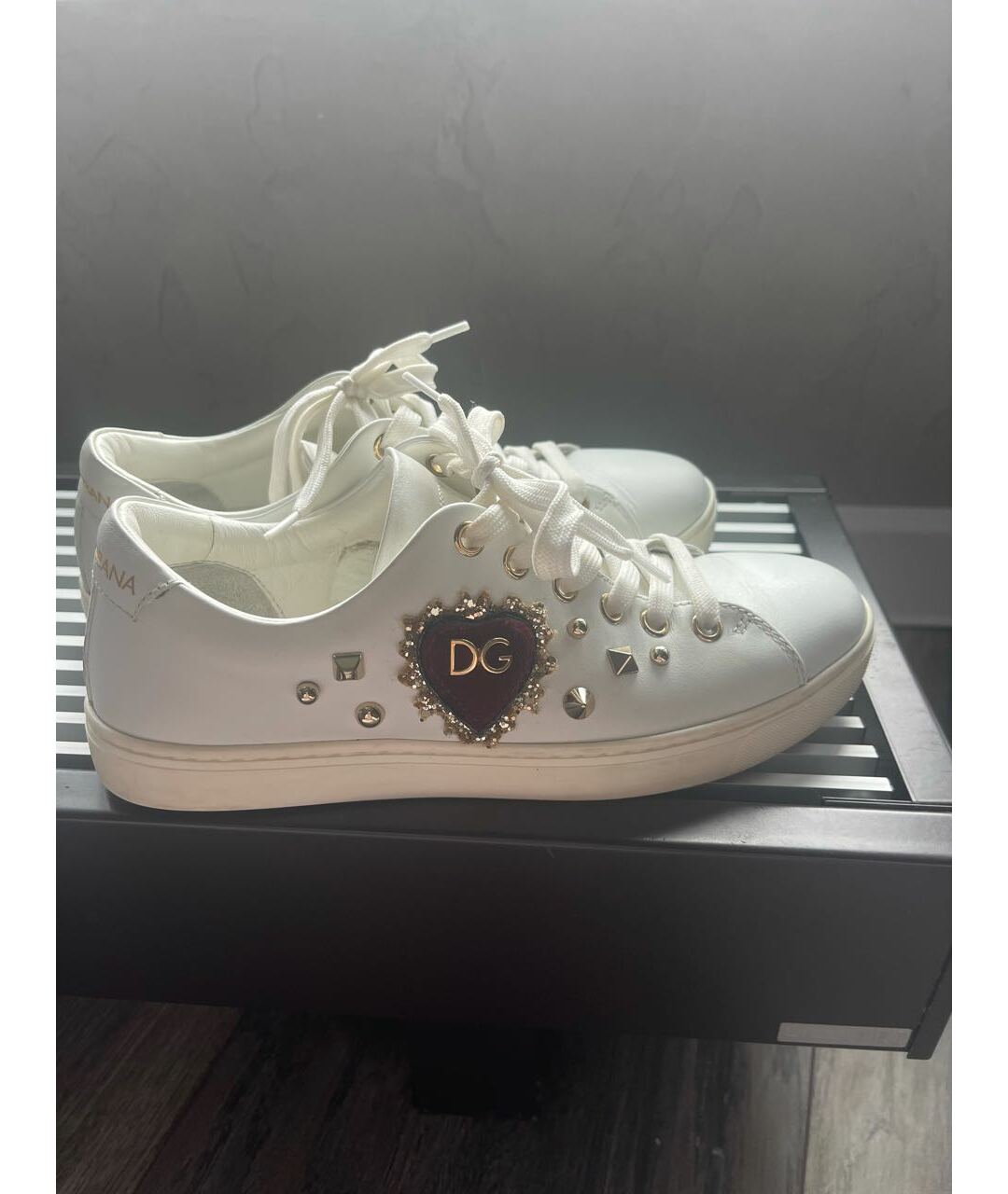 DOLCE&GABBANA Белые кожаные кеды, фото 5
