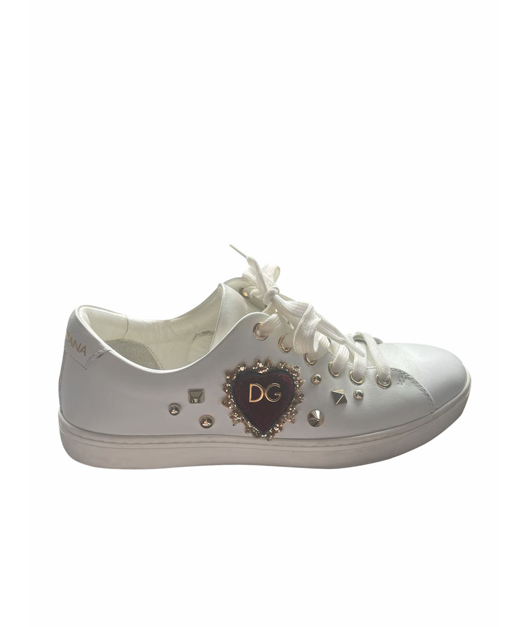 DOLCE&GABBANA Белые кожаные кеды, фото 1