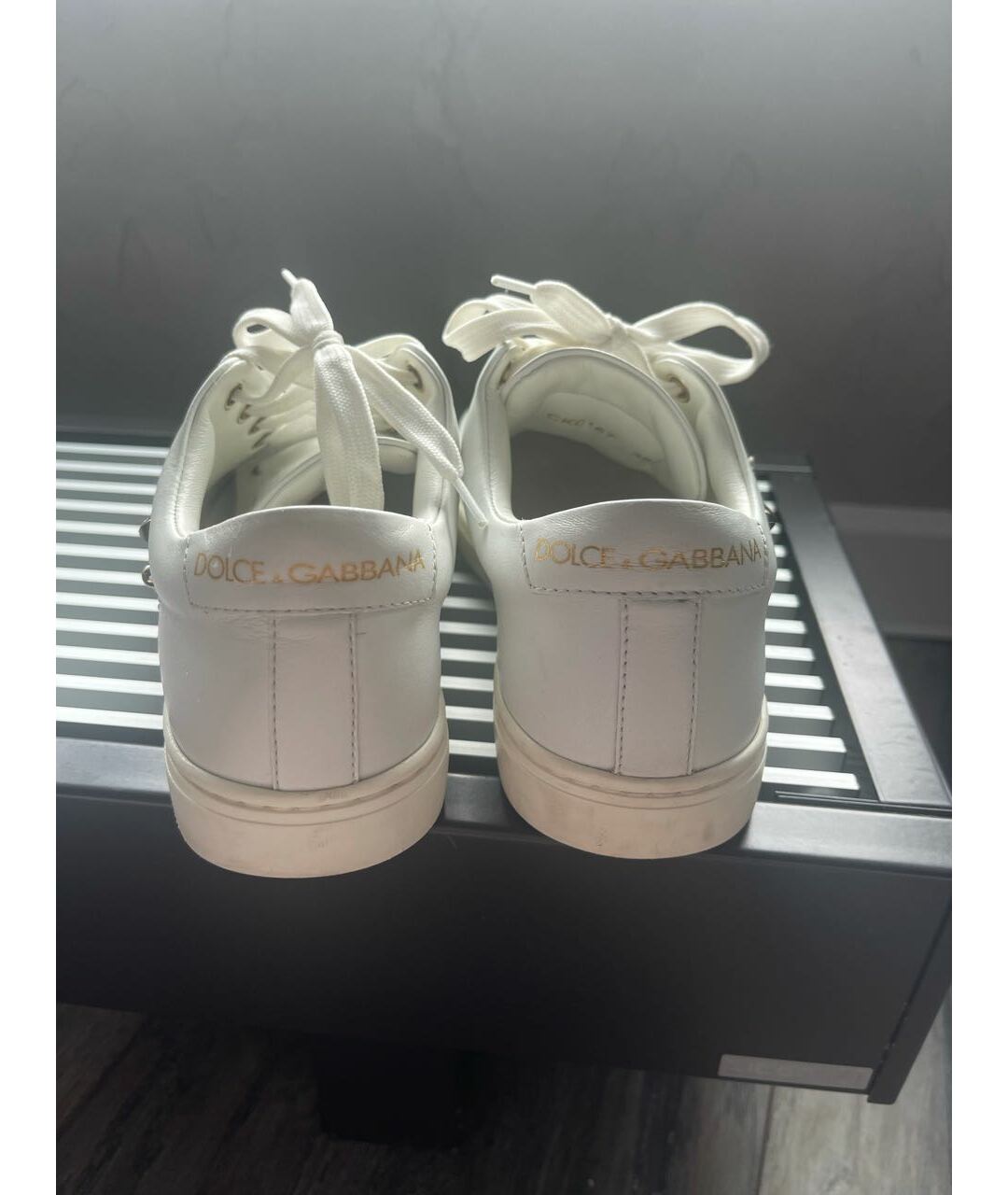 DOLCE&GABBANA Белые кожаные кеды, фото 4
