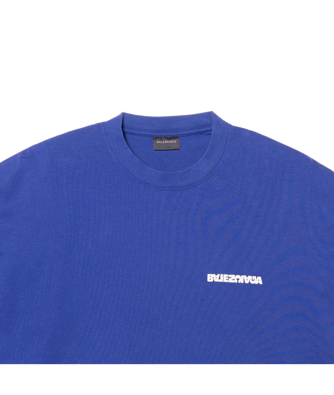 BALENCIAGA Синяя хлопковая футболка, фото 5