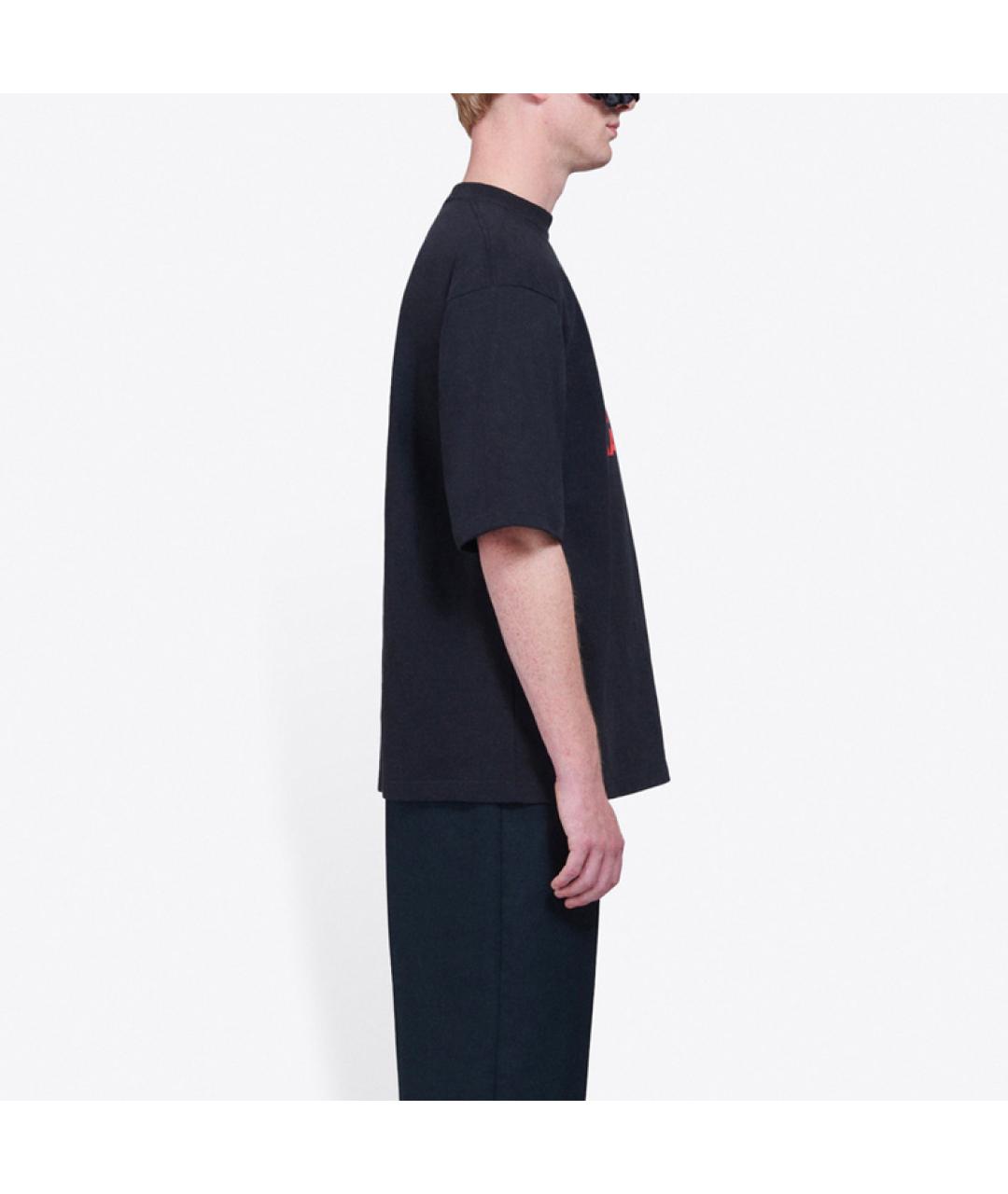 BALENCIAGA Черная хлопковая футболка, фото 4