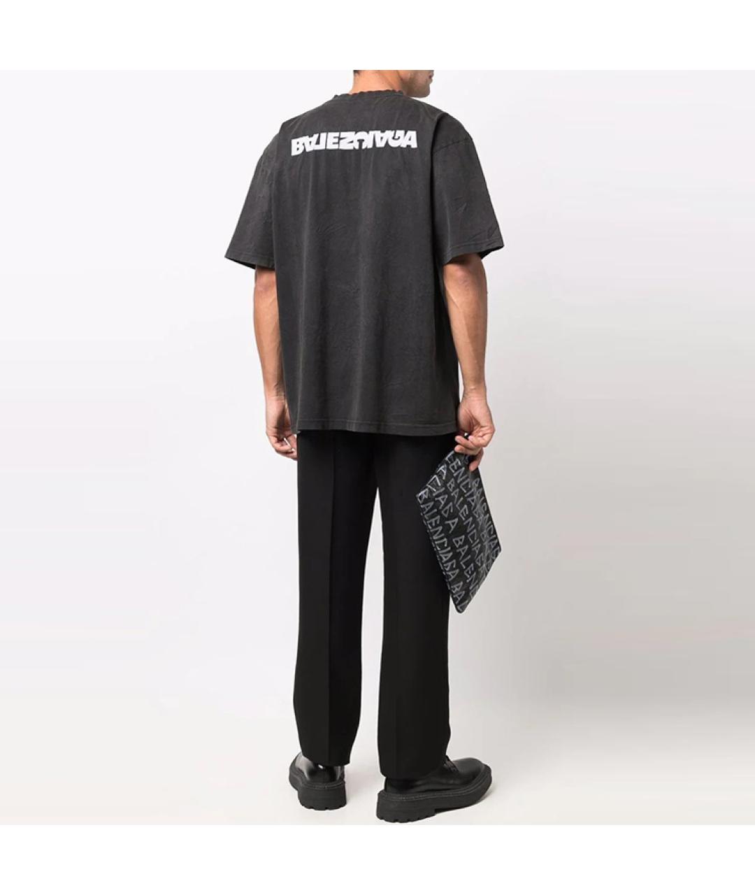 BALENCIAGA Черная хлопковая футболка, фото 6
