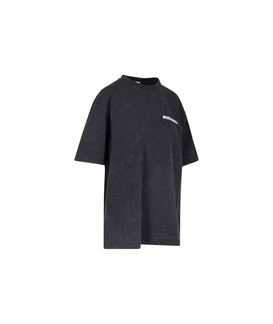 BALENCIAGA Черная хлопковая футболка, фото 2