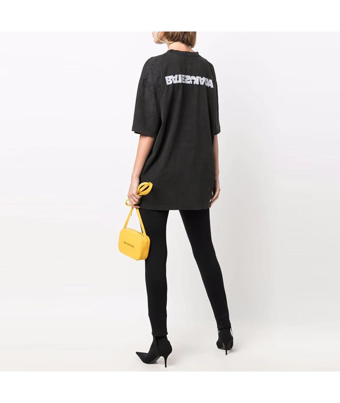 BALENCIAGA Черная хлопковая футболка, фото 4