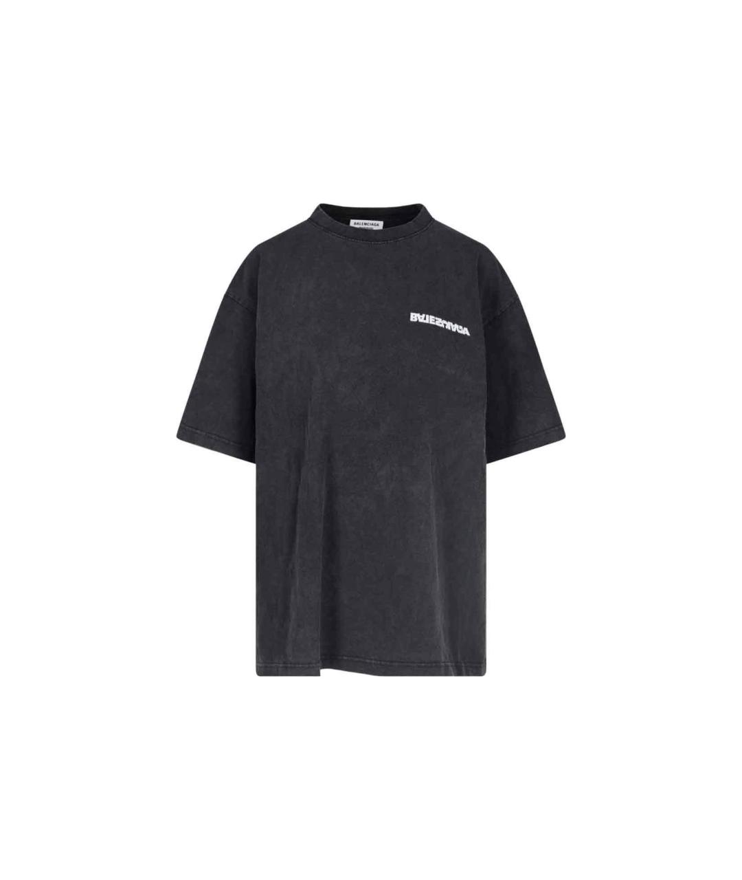 BALENCIAGA Черная хлопковая футболка, фото 1
