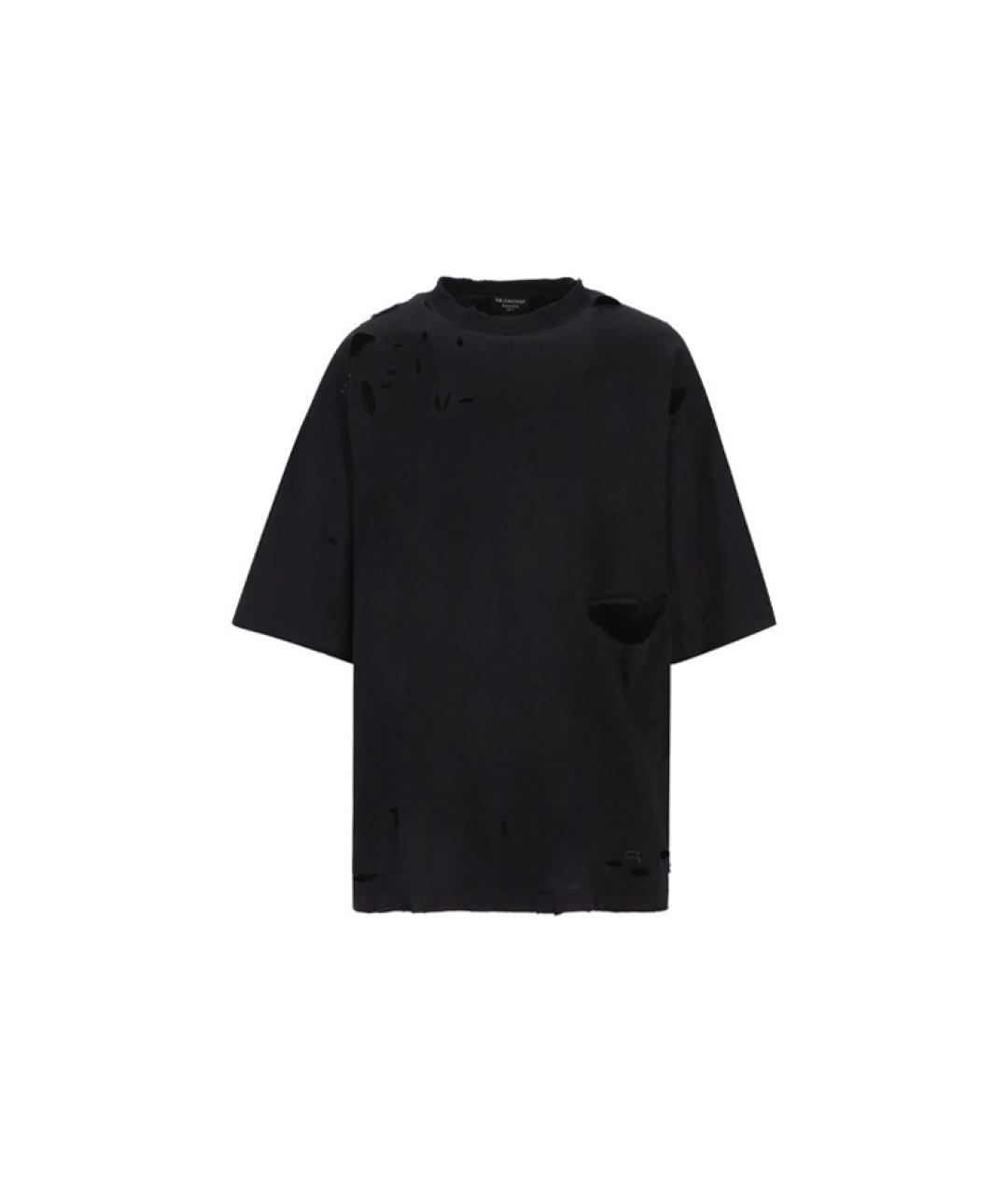 BALENCIAGA Черная хлопковая футболка, фото 1