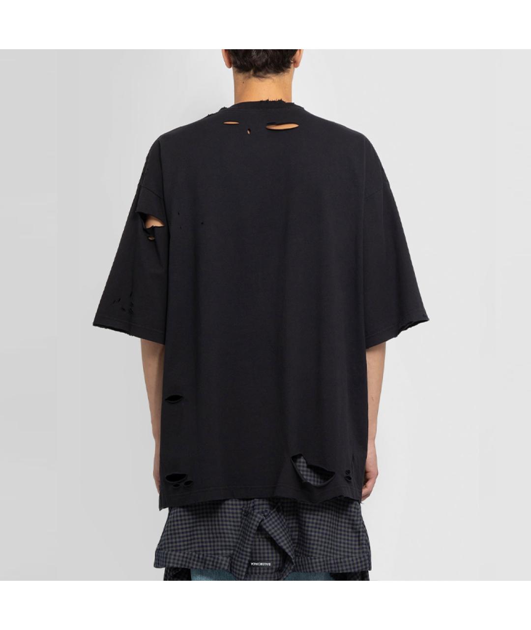 BALENCIAGA Черная хлопковая футболка, фото 4