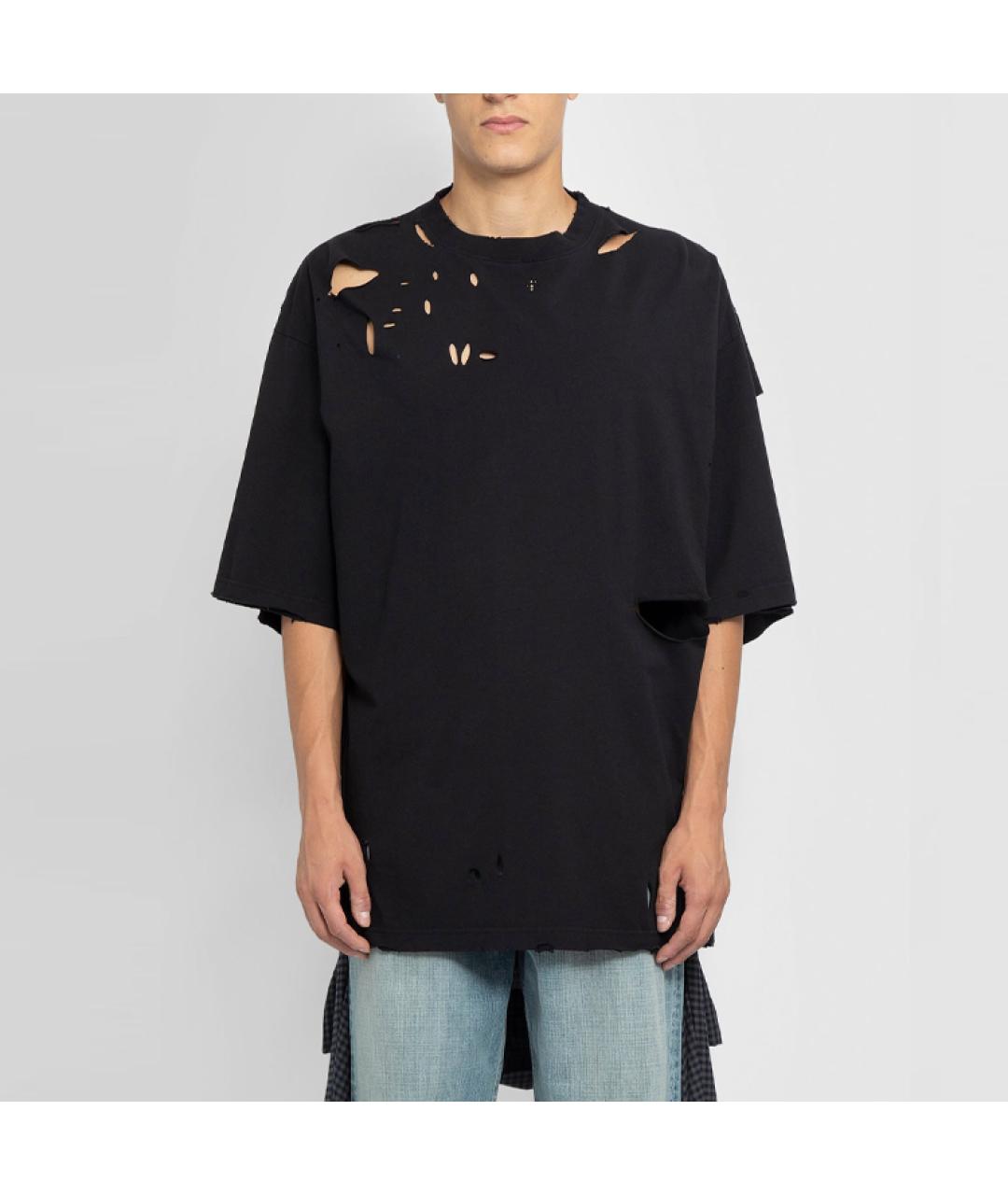 BALENCIAGA Черная хлопковая футболка, фото 3