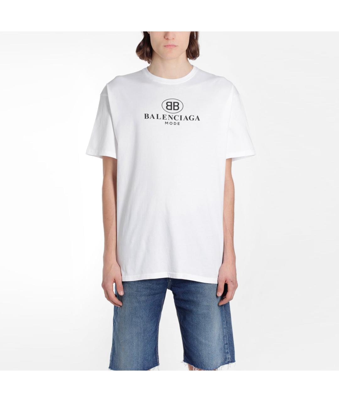 BALENCIAGA Белая хлопковая футболка, фото 2