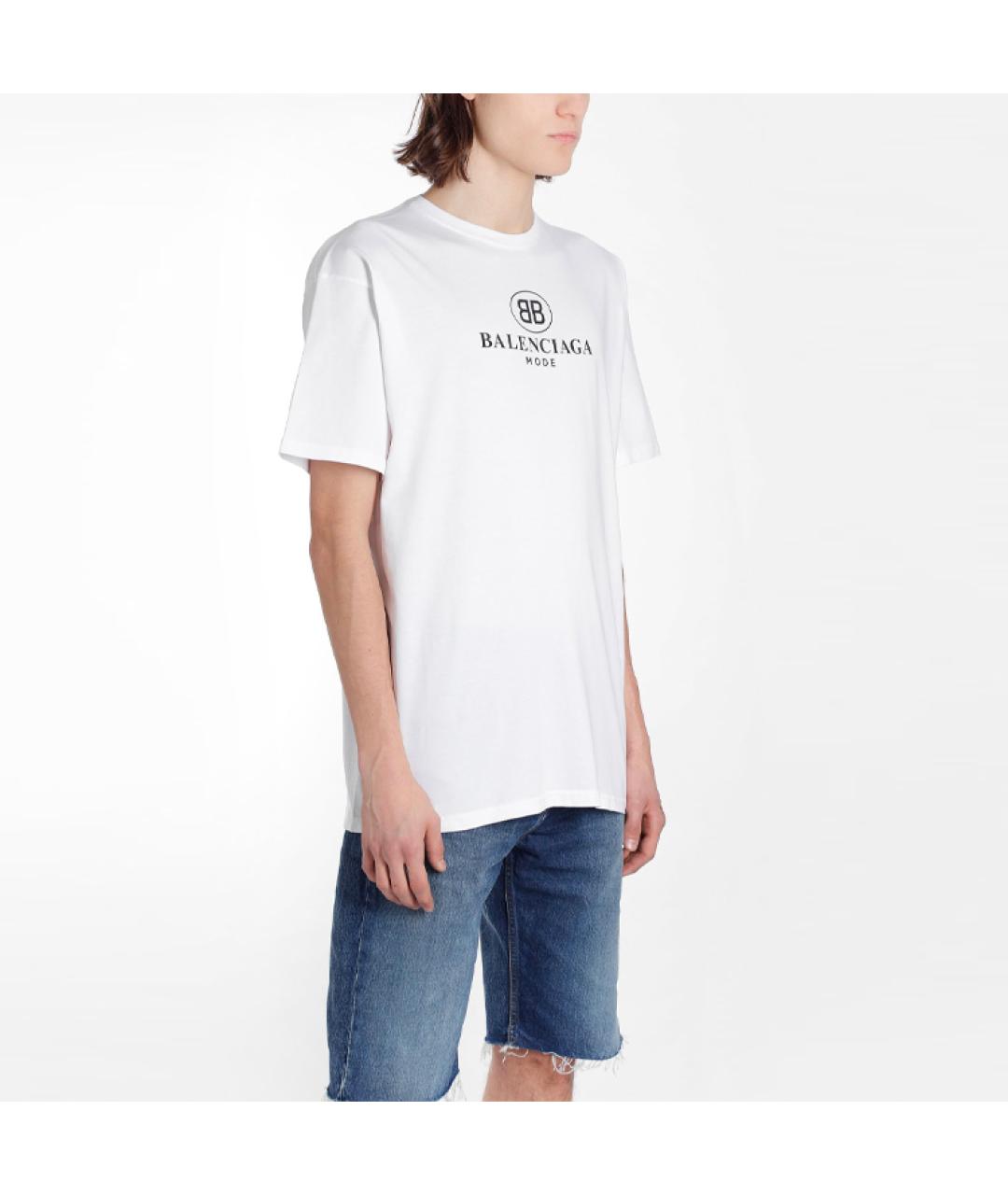 BALENCIAGA Белая хлопковая футболка, фото 4