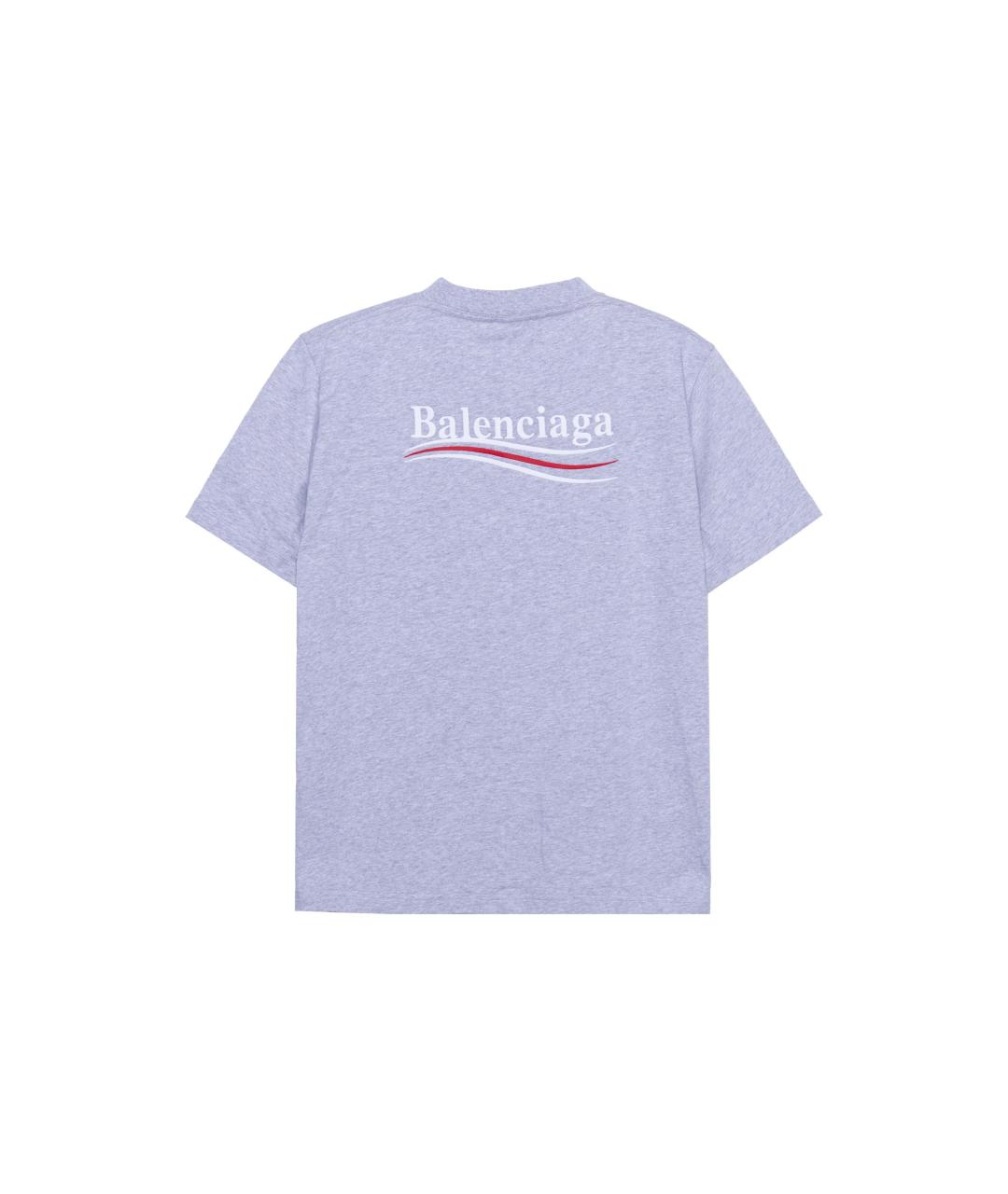 BALENCIAGA Серая хлопковая футболка, фото 2
