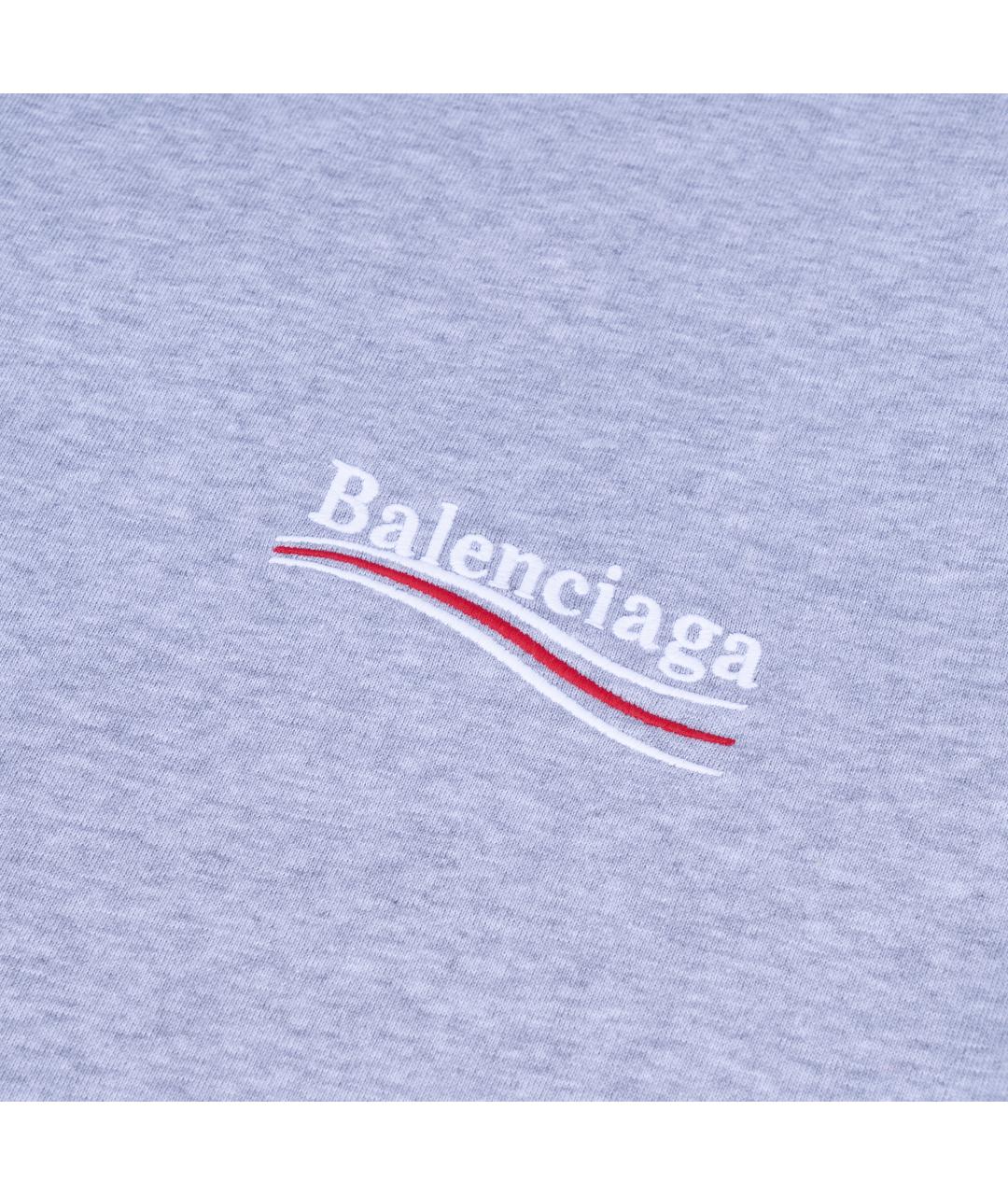 BALENCIAGA Серая хлопковая футболка, фото 4