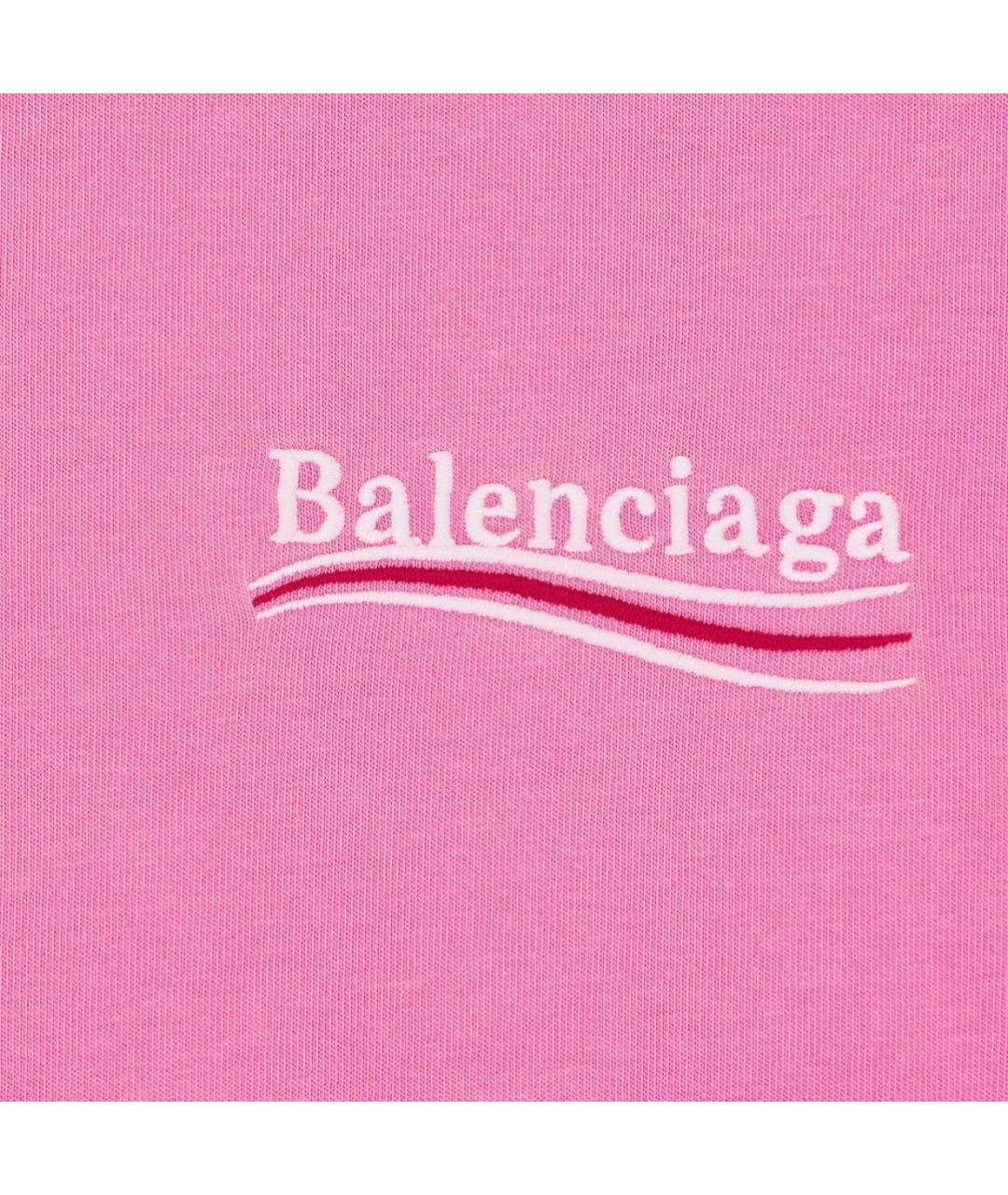 BALENCIAGA Розовая хлопковая футболка, фото 3