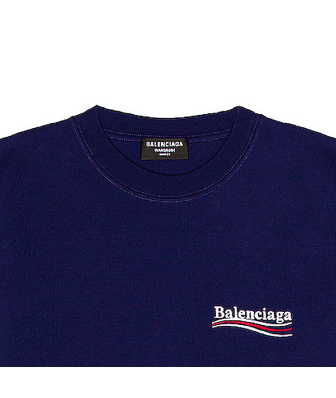 BALENCIAGA Синяя хлопковая футболка, фото 7