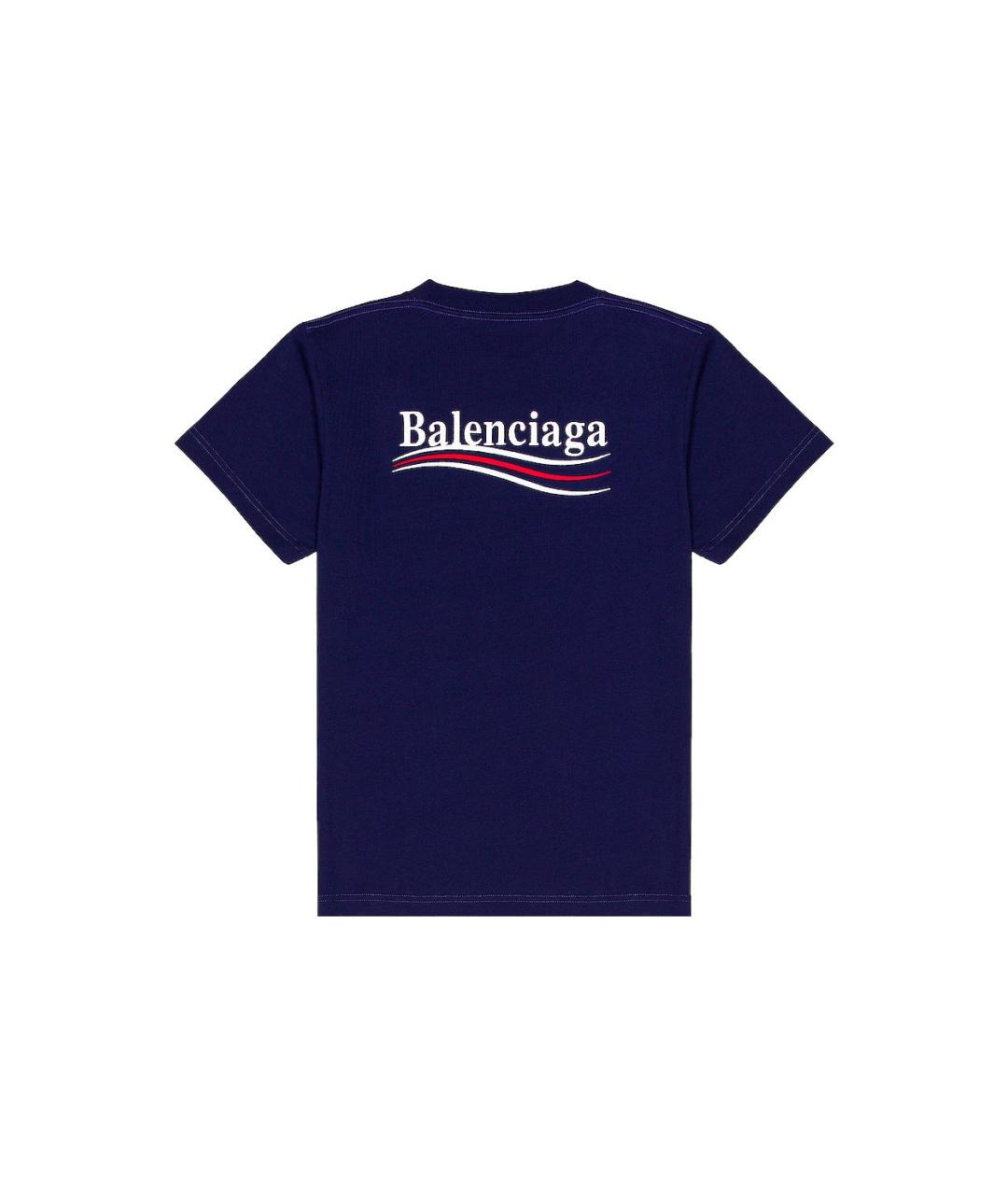 BALENCIAGA Синяя хлопковая футболка, фото 2