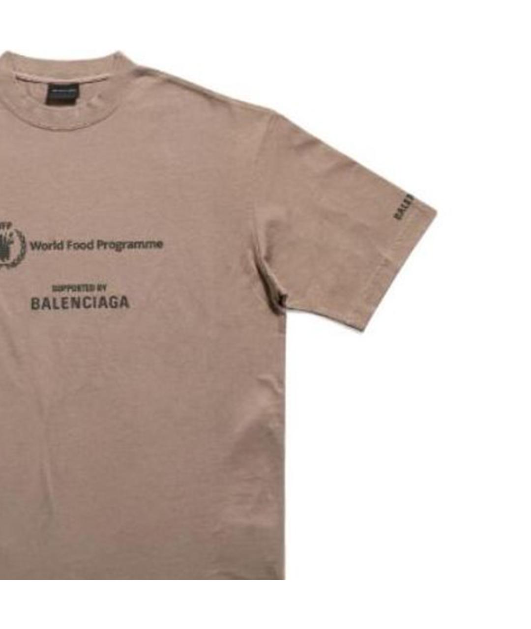 BALENCIAGA Бежевая хлопковая футболка, фото 4
