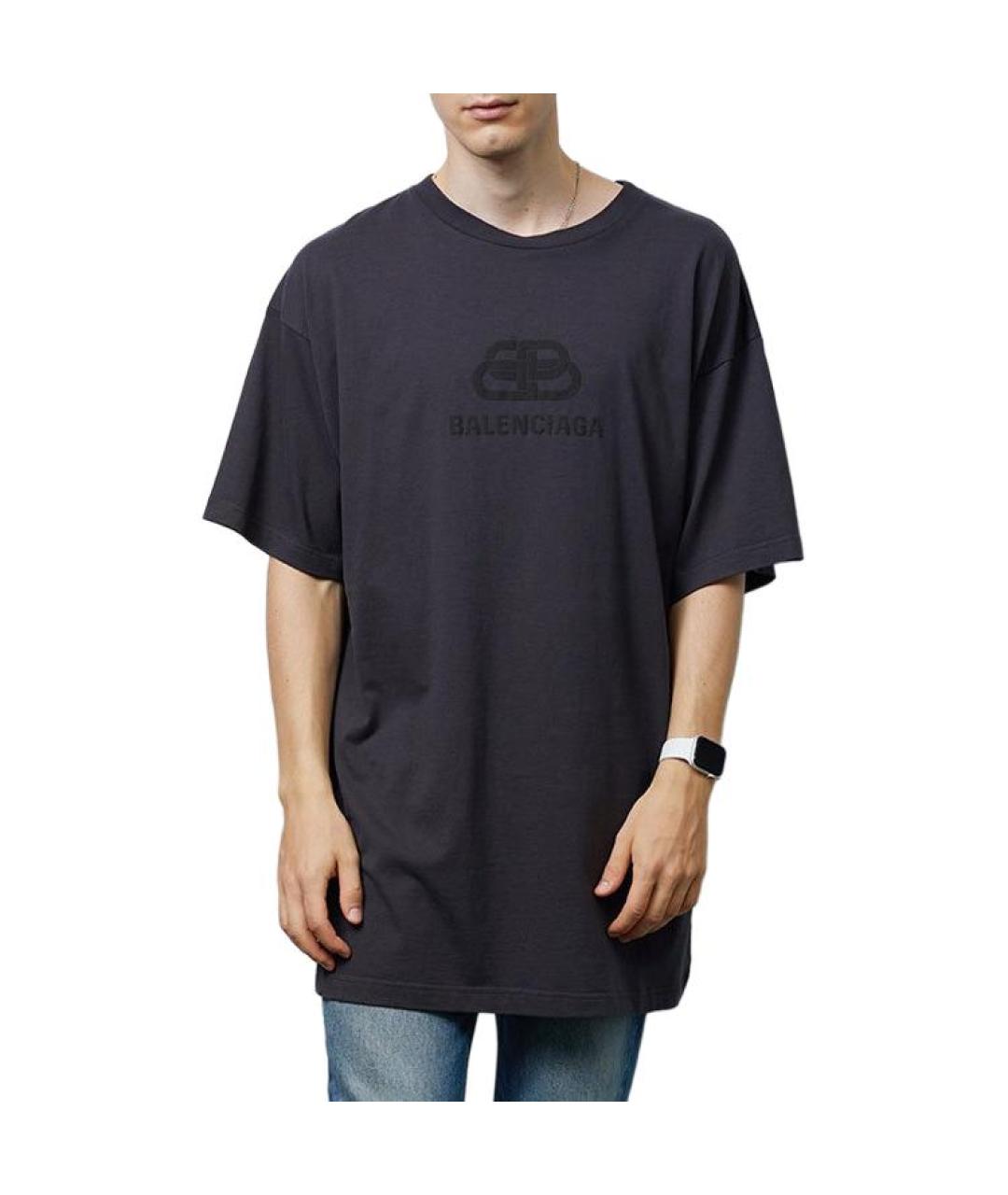 BALENCIAGA Синяя хлопковая футболка, фото 2