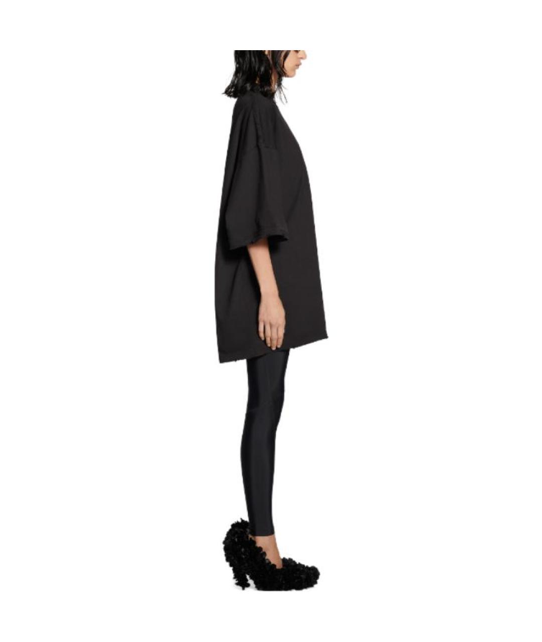 BALENCIAGA Черная хлопковая футболка, фото 5