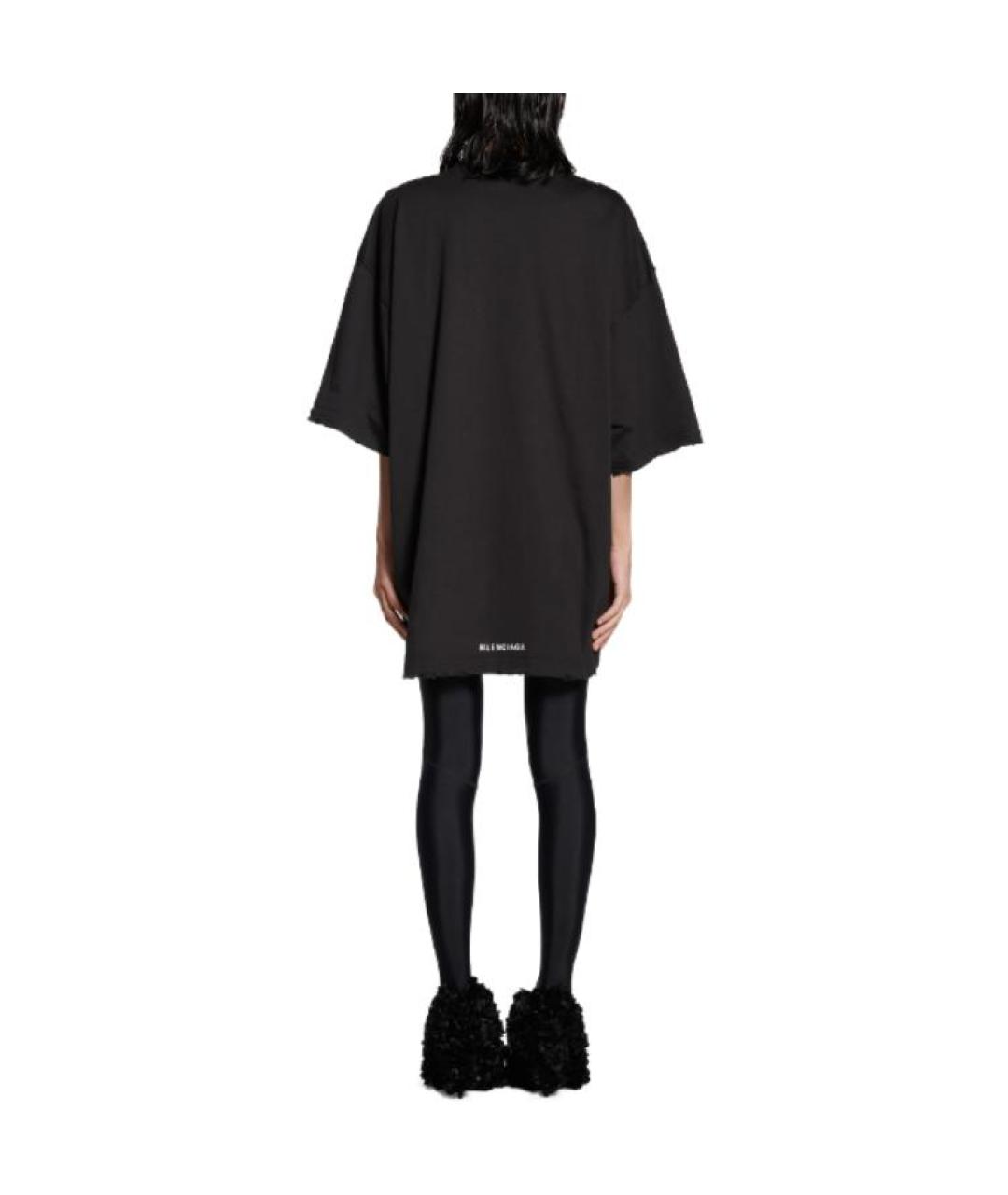 BALENCIAGA Черная хлопковая футболка, фото 4