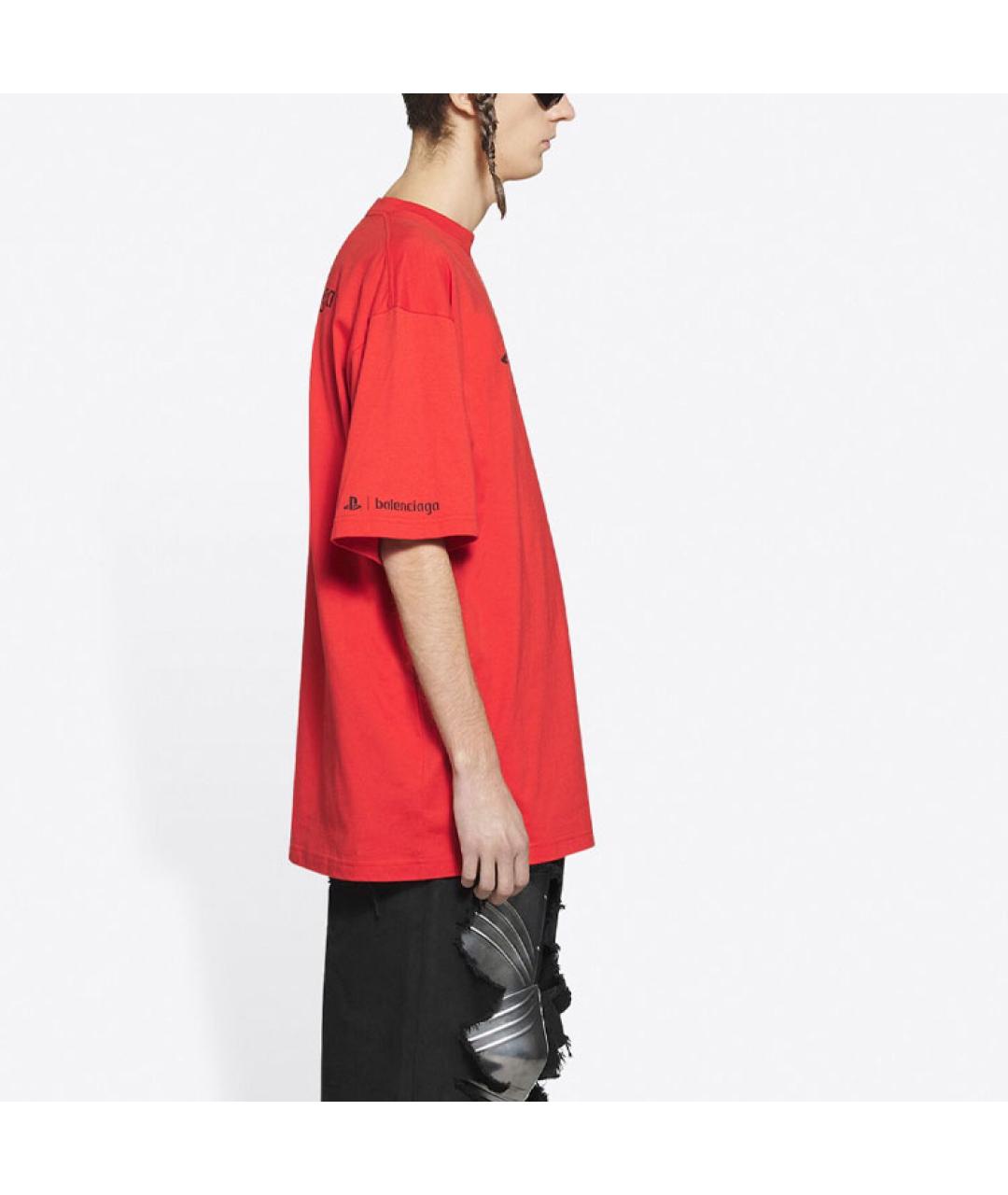BALENCIAGA Красная хлопковая футболка, фото 5