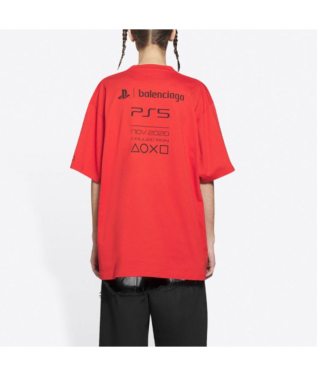 BALENCIAGA Красная хлопковая футболка, фото 4