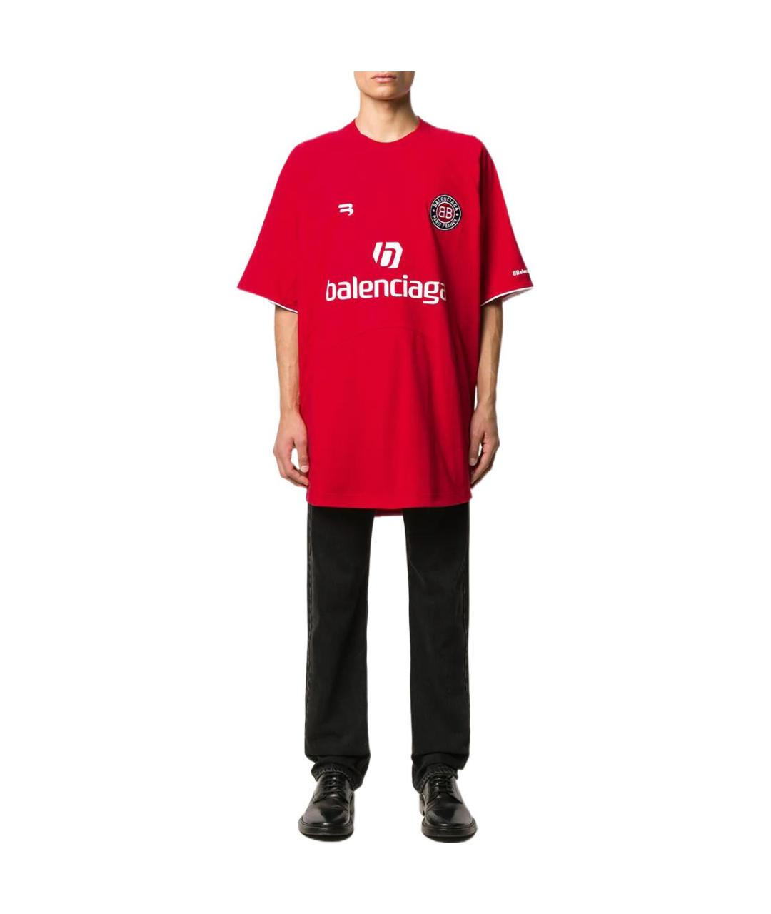 BALENCIAGA Красная хлопковая футболка, фото 2
