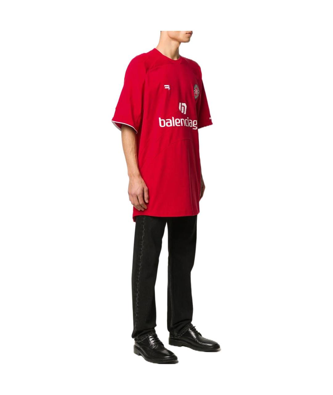 BALENCIAGA Красная хлопковая футболка, фото 4