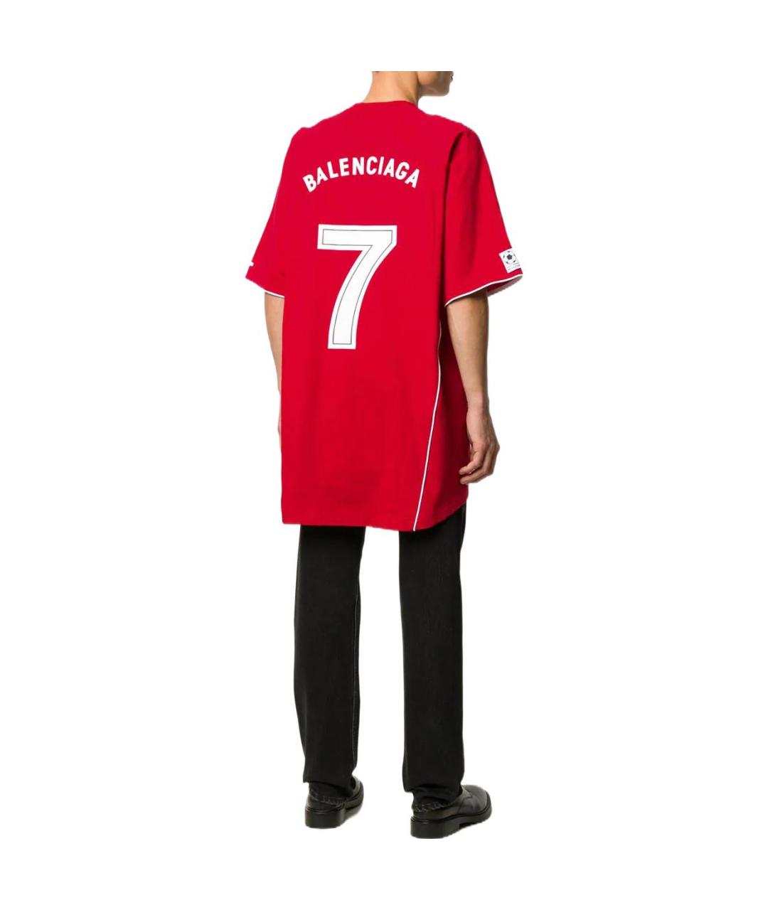 BALENCIAGA Красная хлопковая футболка, фото 3