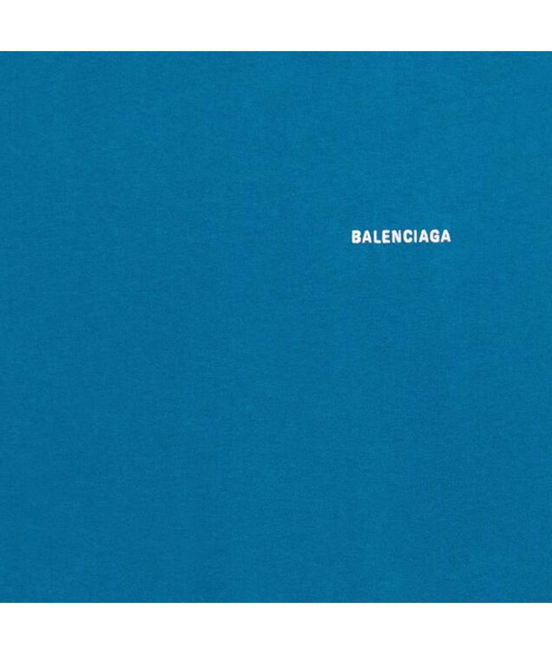 BALENCIAGA Синяя хлопковая футболка, фото 6