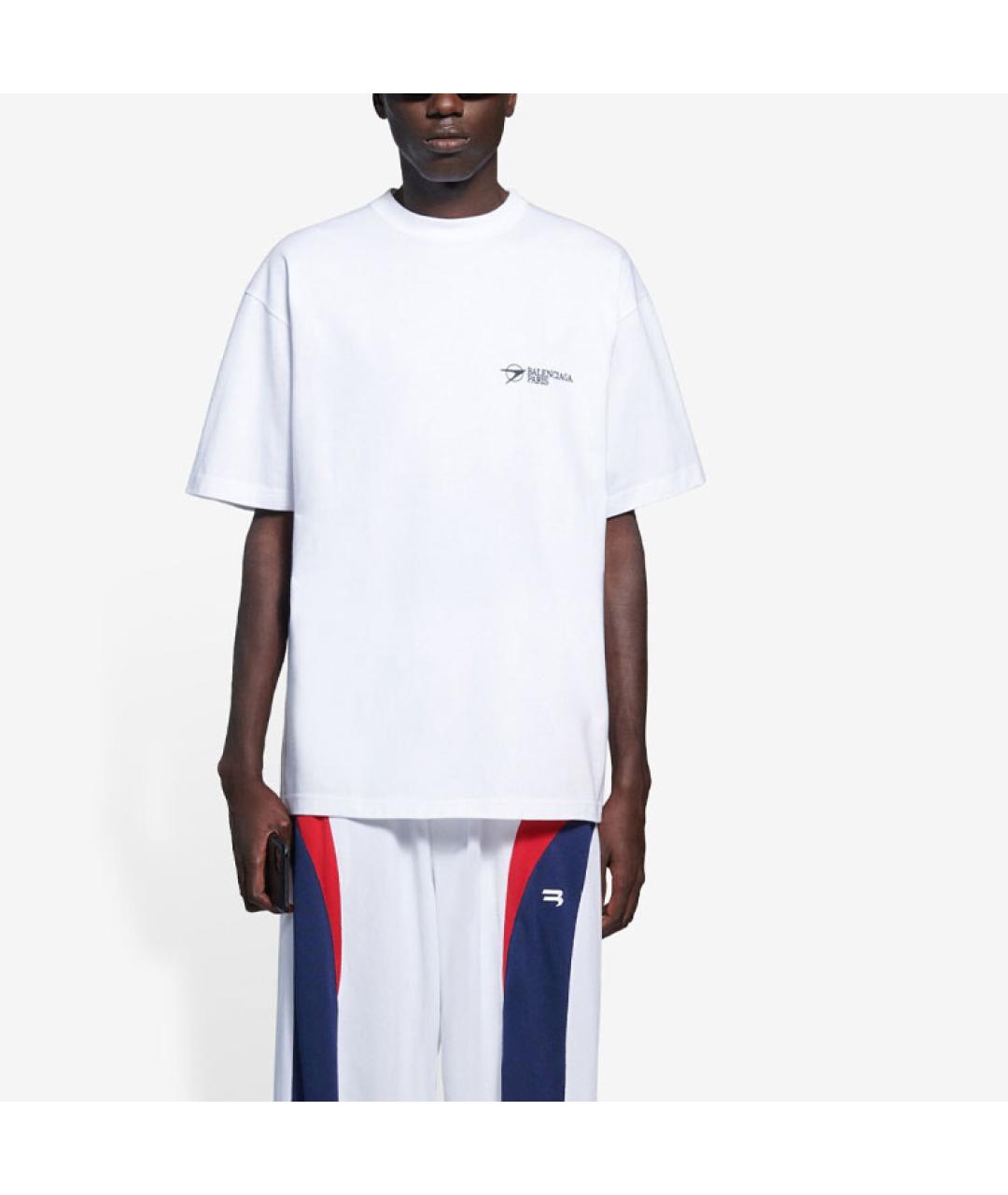 BALENCIAGA Белая хлопковая футболка, фото 4