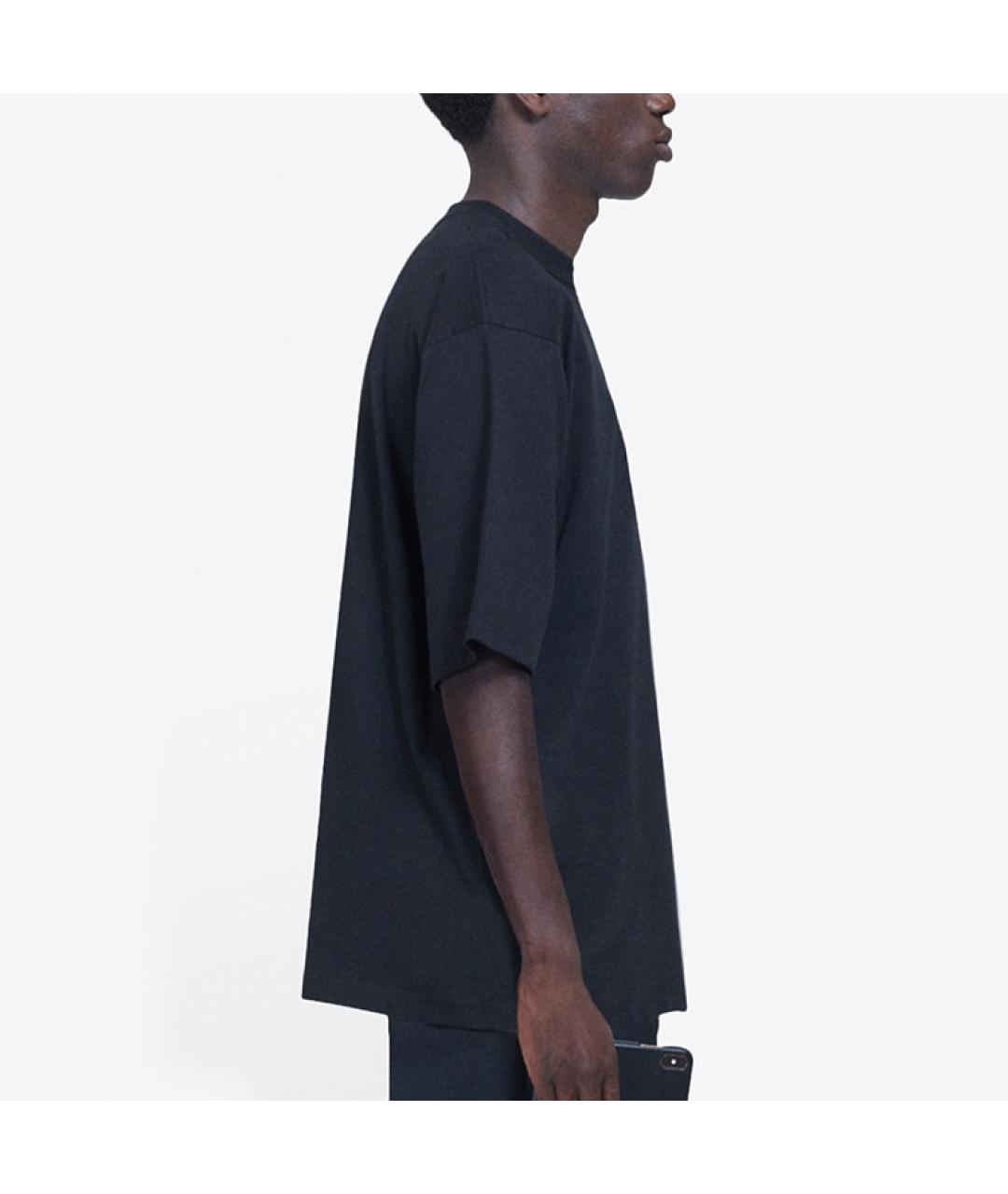 BALENCIAGA Черная хлопковая футболка, фото 6