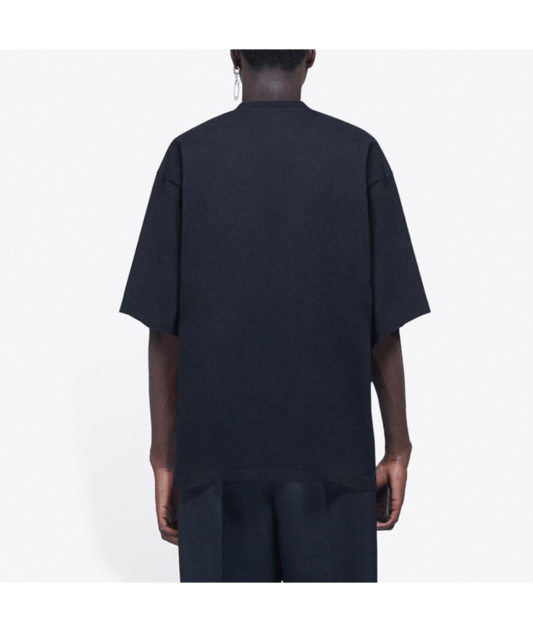 BALENCIAGA Черная хлопковая футболка, фото 5