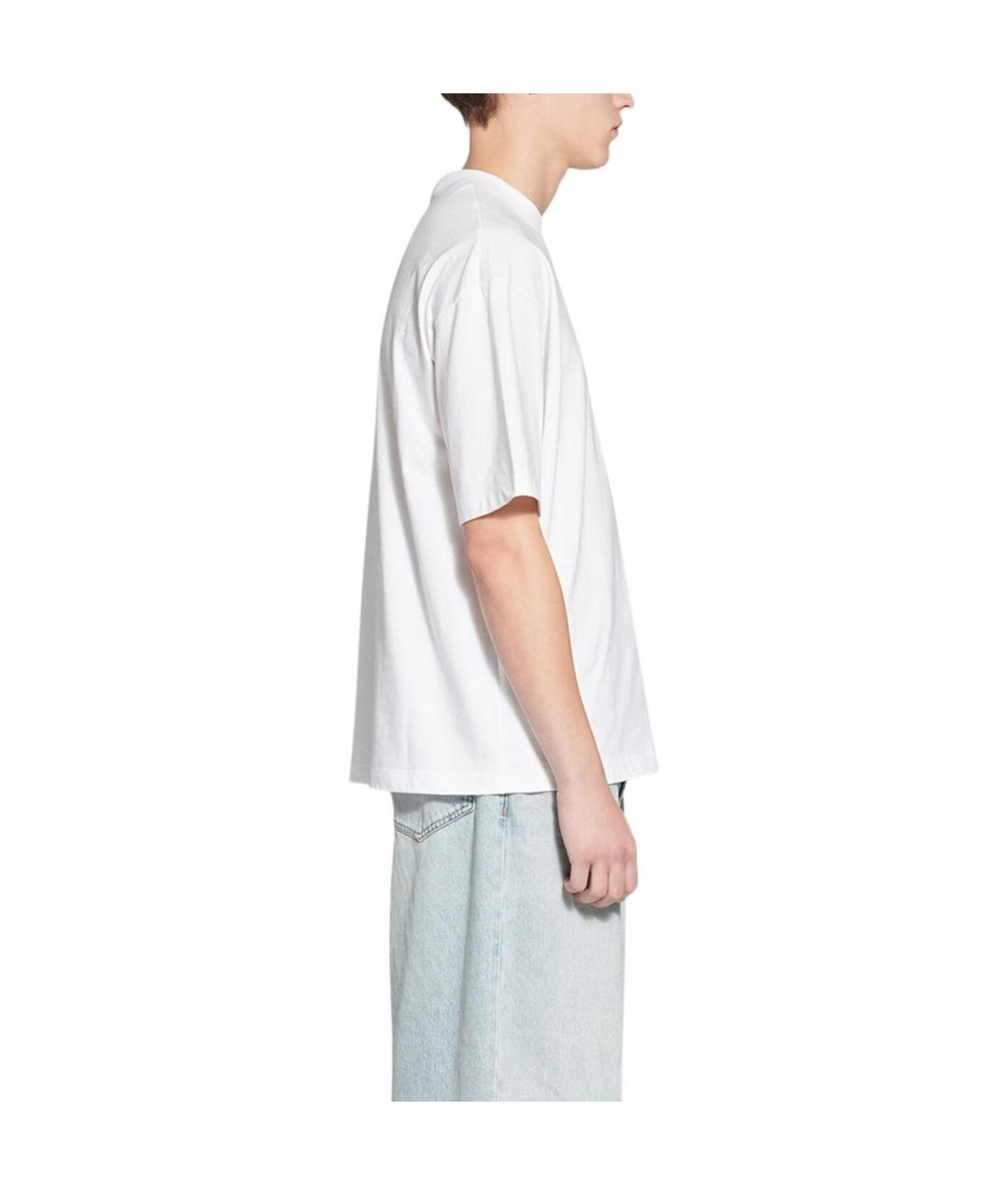 BALENCIAGA Белая хлопковая футболка, фото 4
