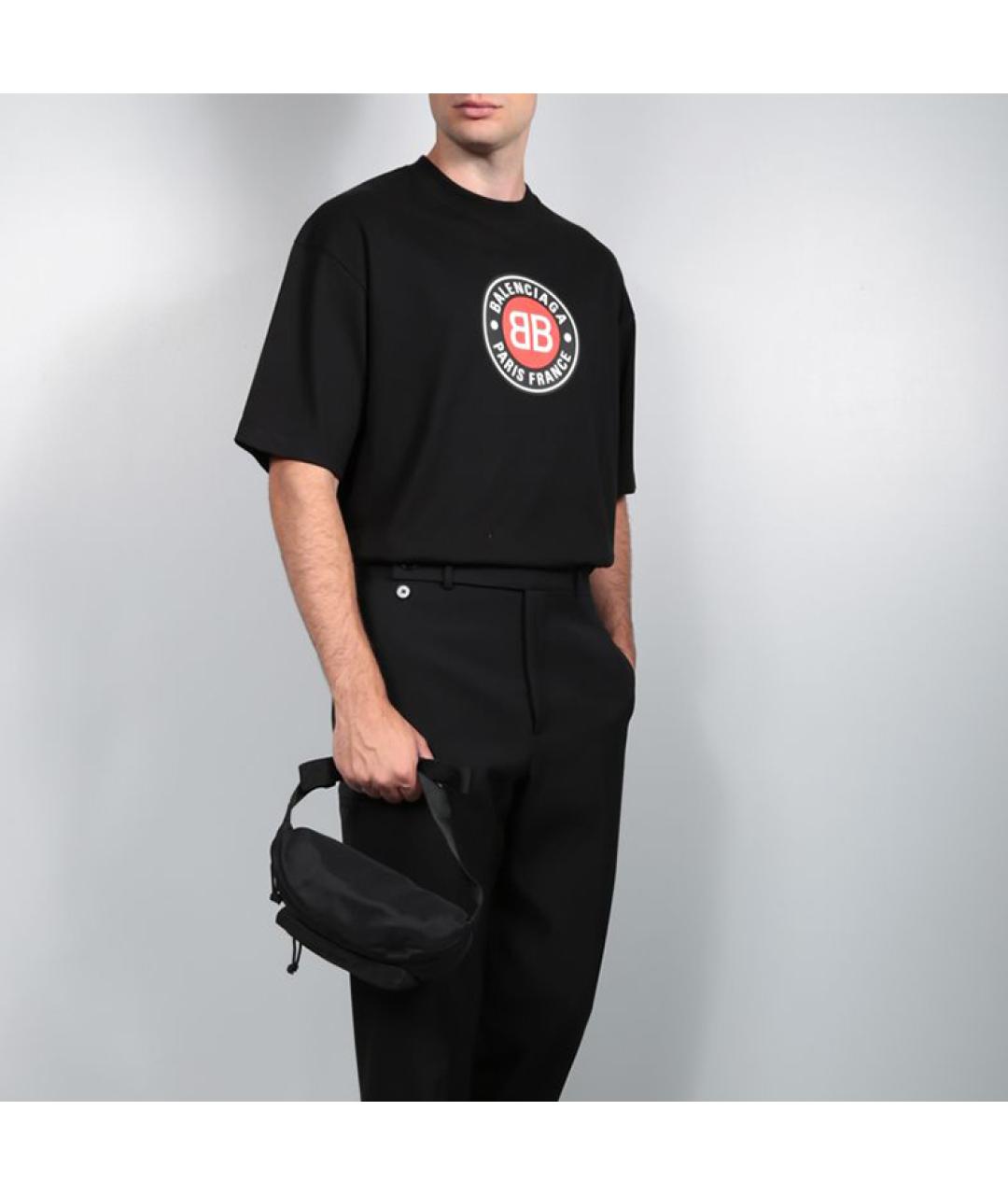 BALENCIAGA Черная хлопковая футболка, фото 3
