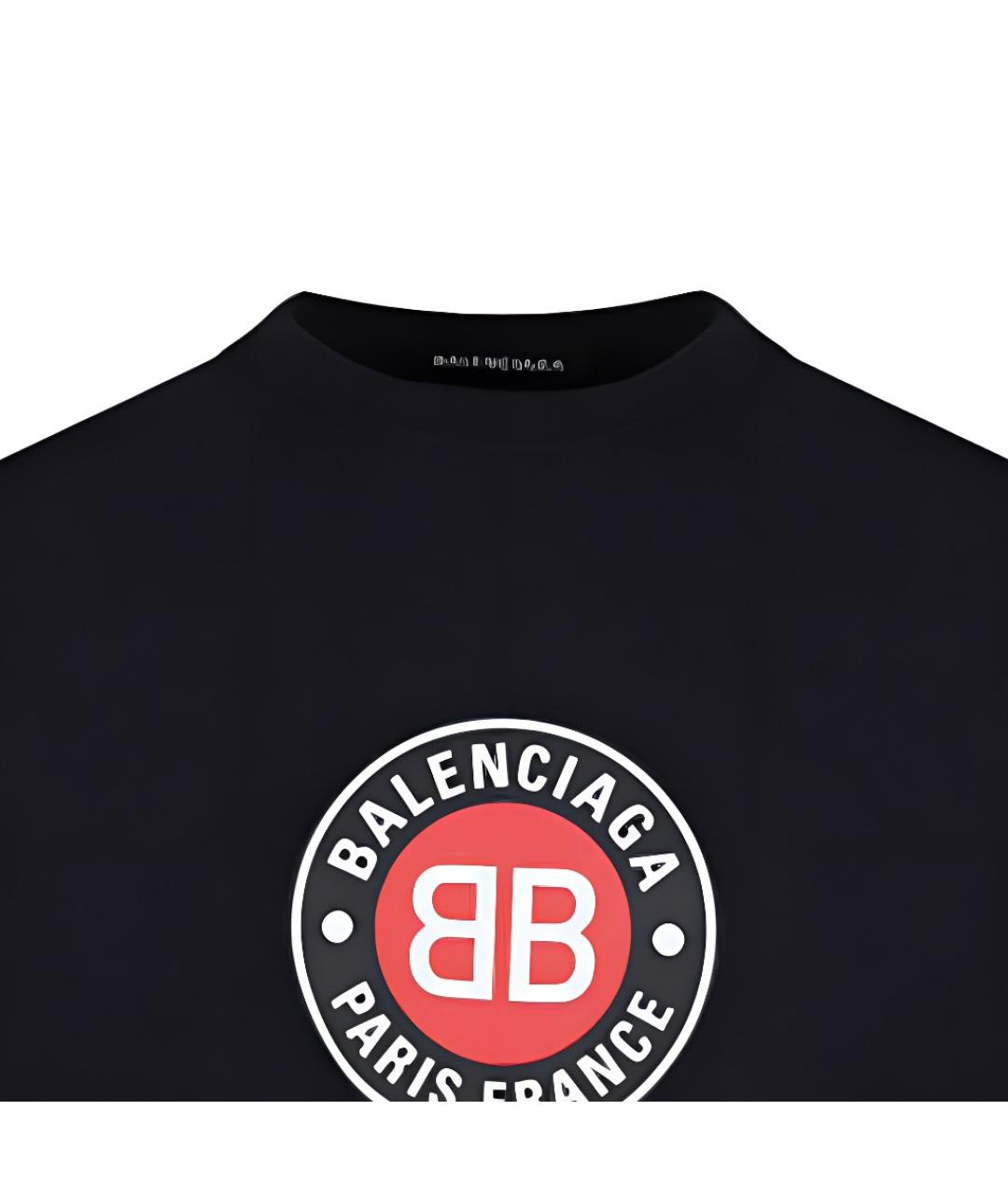 BALENCIAGA Черная хлопковая футболка, фото 6