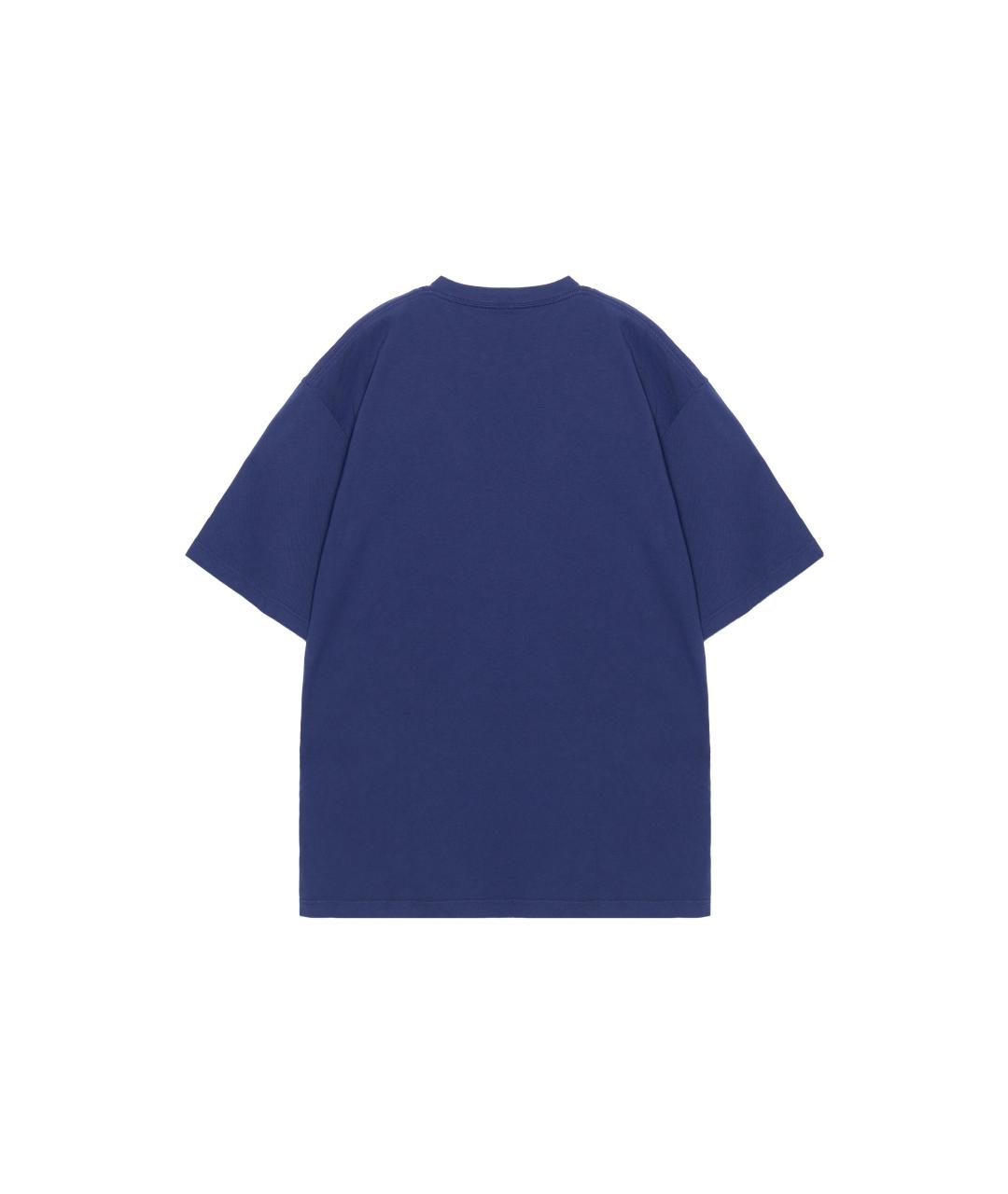 BALENCIAGA Темно-синяя хлопковая футболка, фото 2