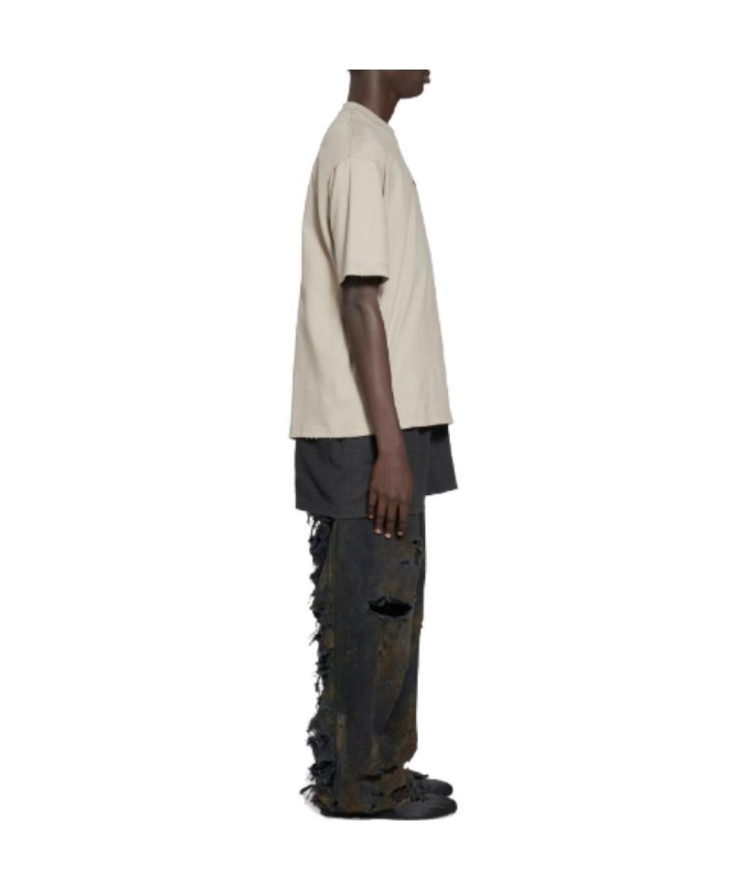 BALENCIAGA Бежевая хлопковая футболка, фото 5