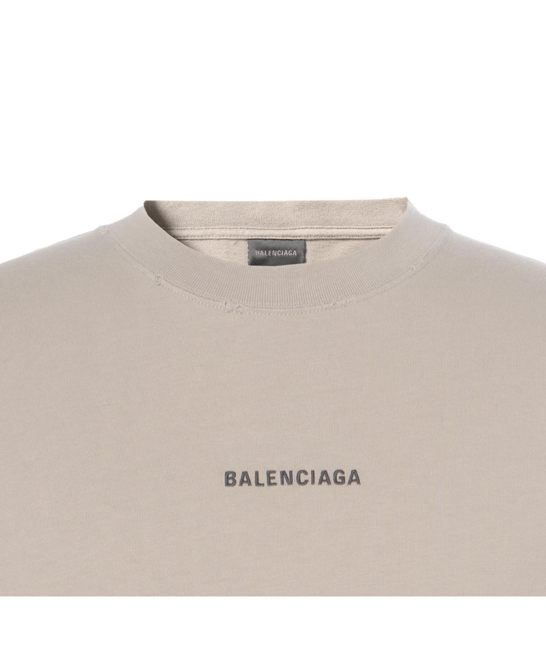 BALENCIAGA Бежевая хлопковая футболка, фото 6
