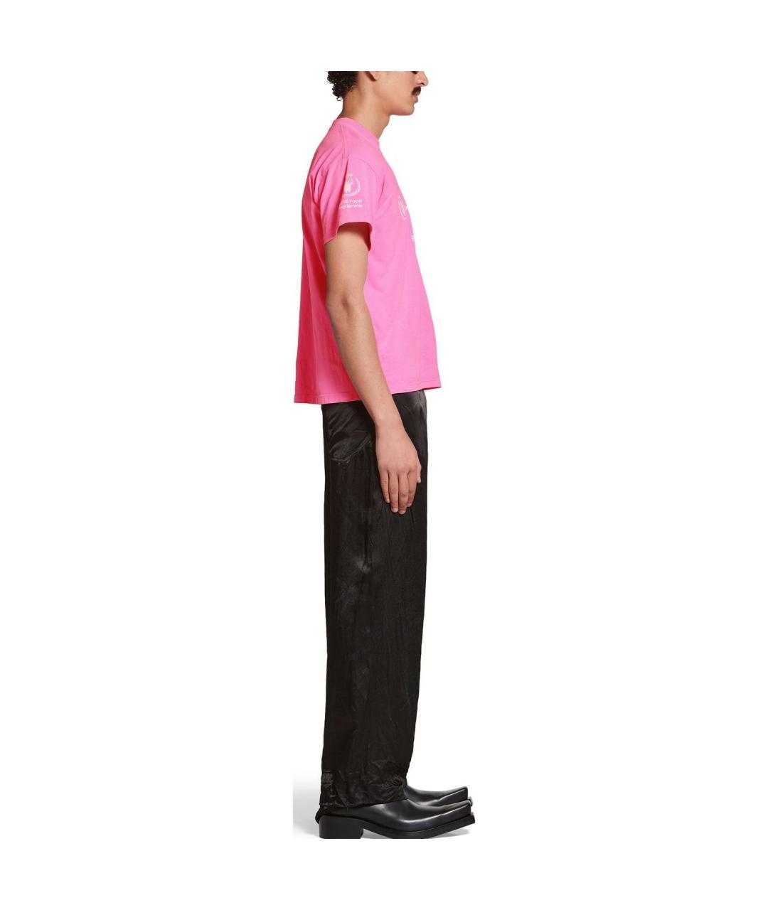 BALENCIAGA Розовая хлопковая футболка, фото 5