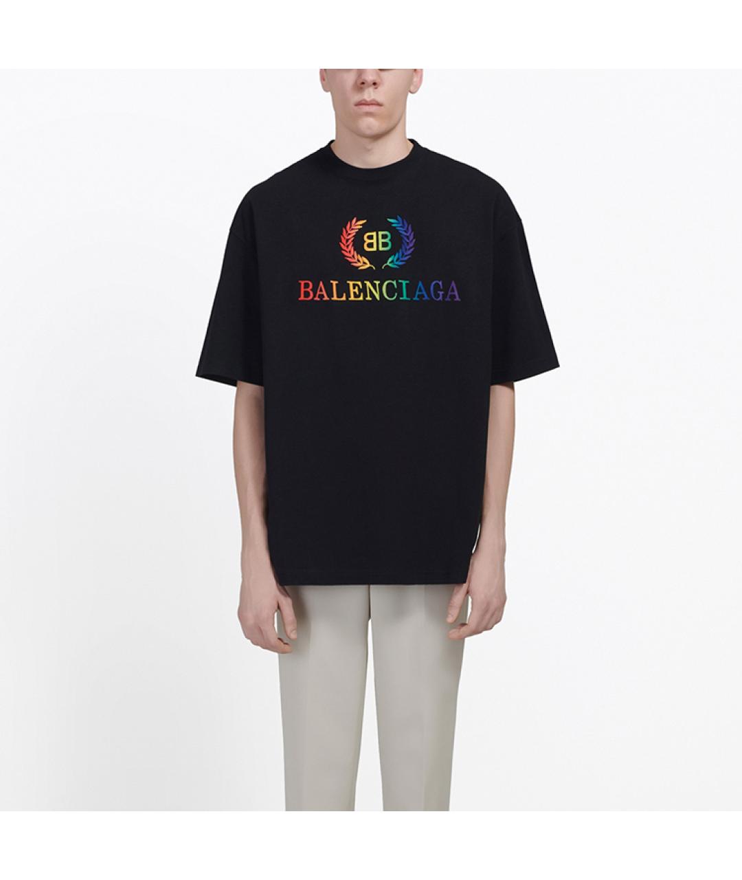 BALENCIAGA Черная хлопковая футболка, фото 3