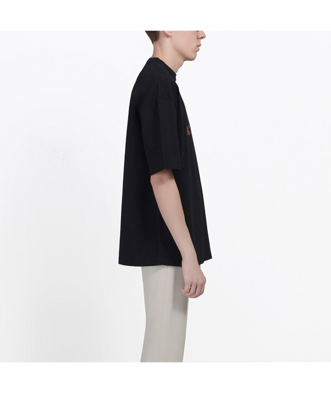 BALENCIAGA Черная хлопковая футболка, фото 4